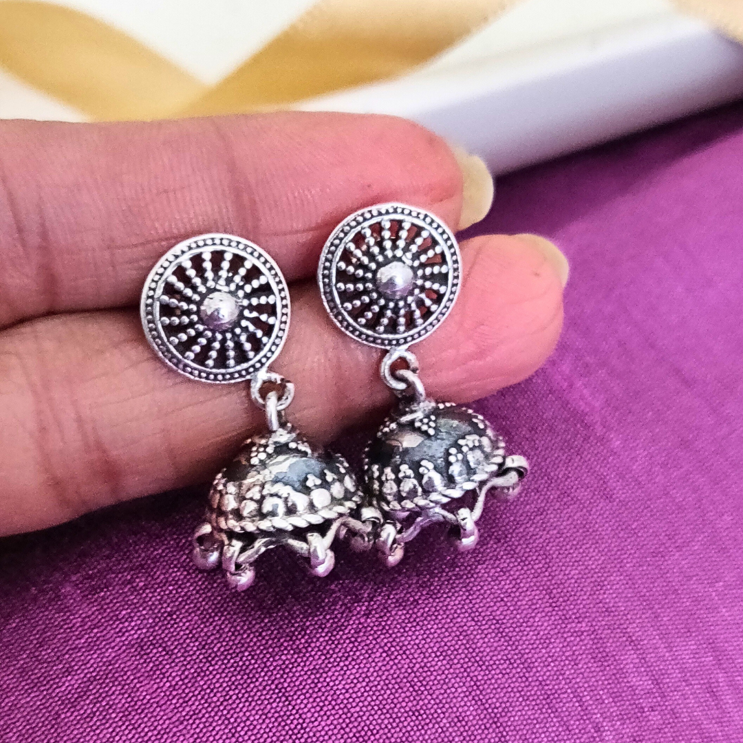 Everyday Wear 925 Silver Wheel Stud jhumka