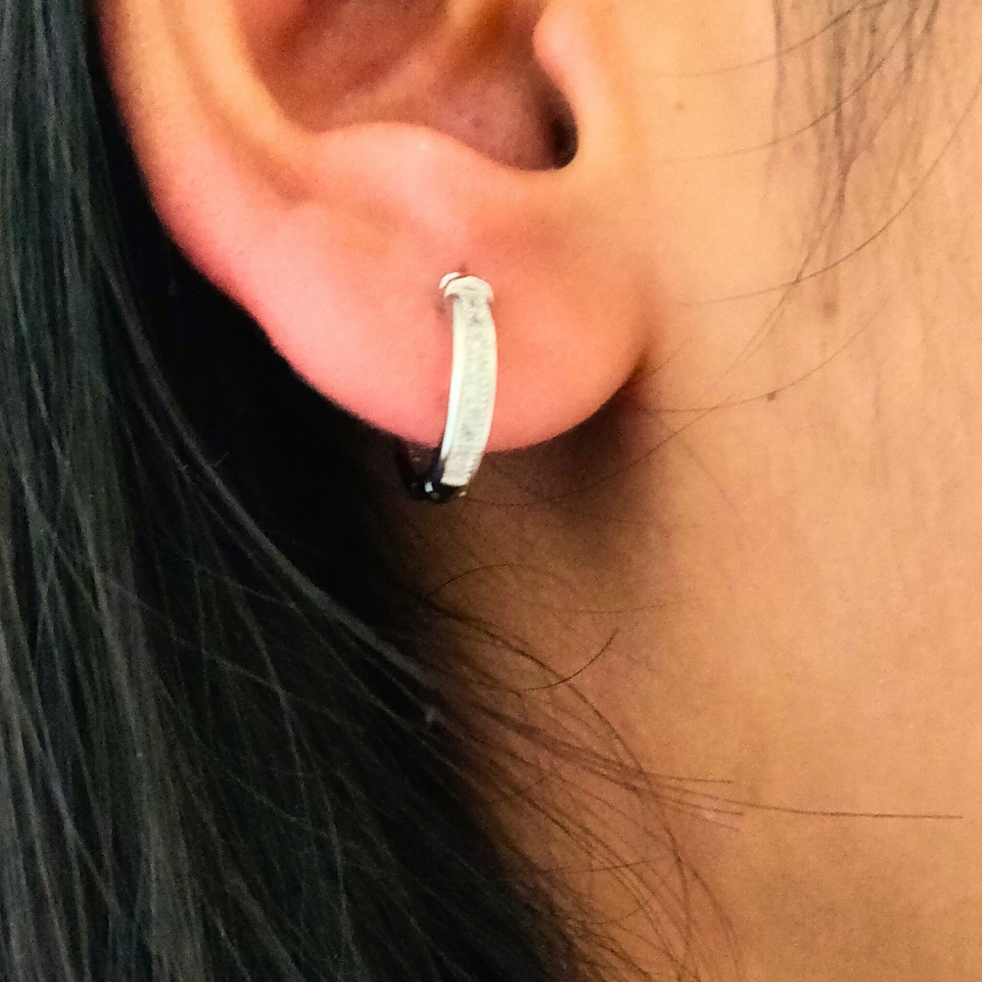 925 Silver CZ zirconia Dainty Bali Mini Hoops