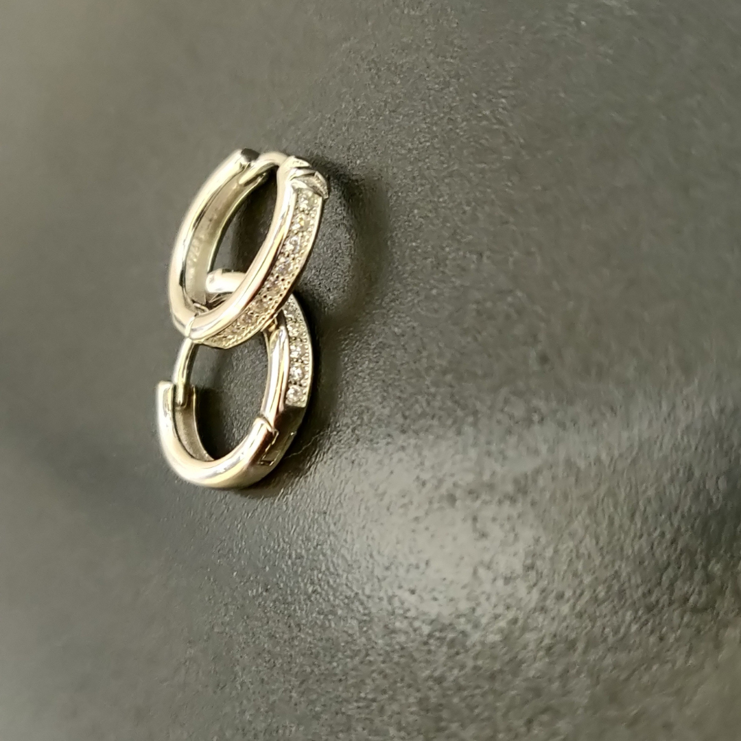 925 Silver CZ zirconia Dainty Bali Mini Hoops