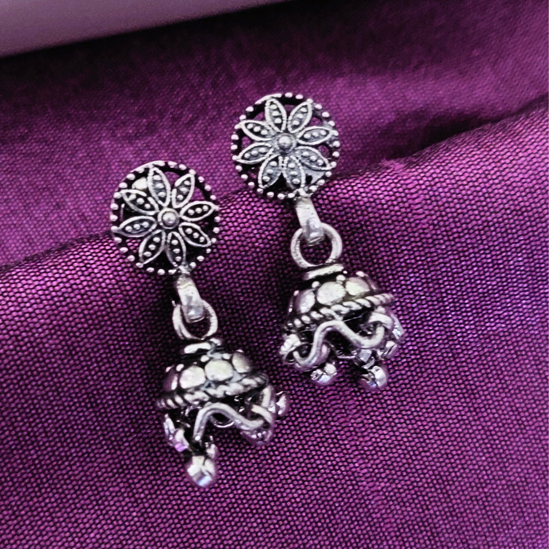 925 Silver Floral Stud Jhumka