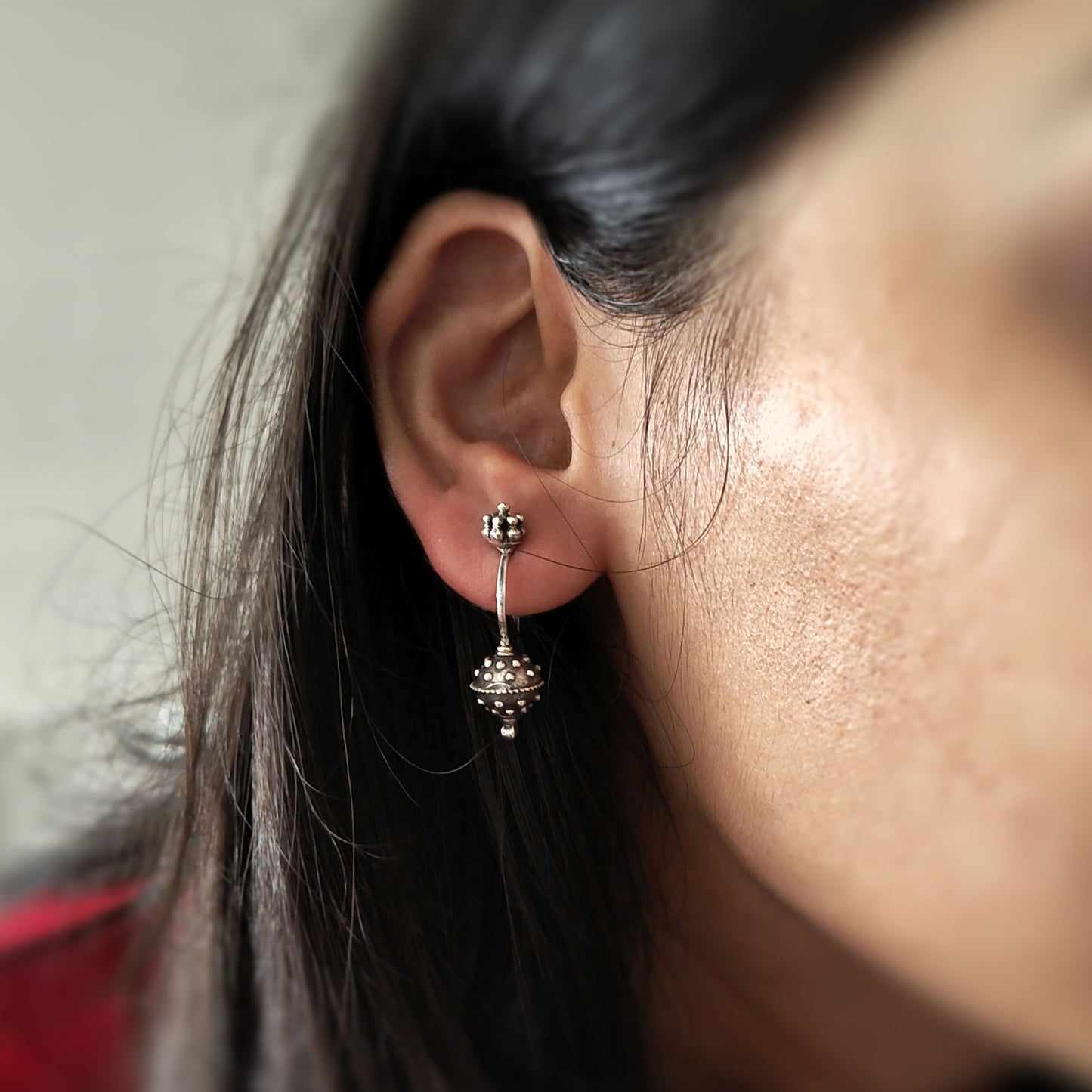 925 Silver Rava Ball Delicate Bugadi With Hooks