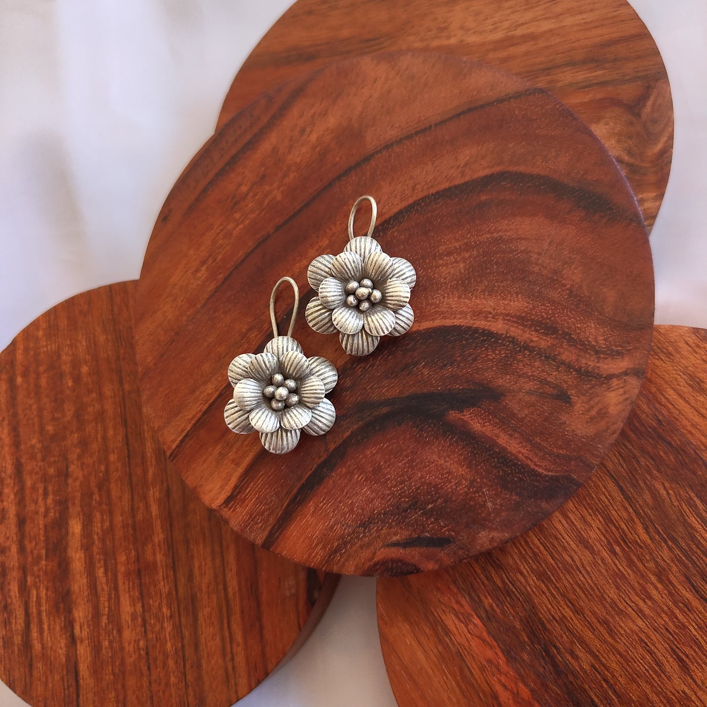 Statement Floral 3D Textured Earring With Hooks