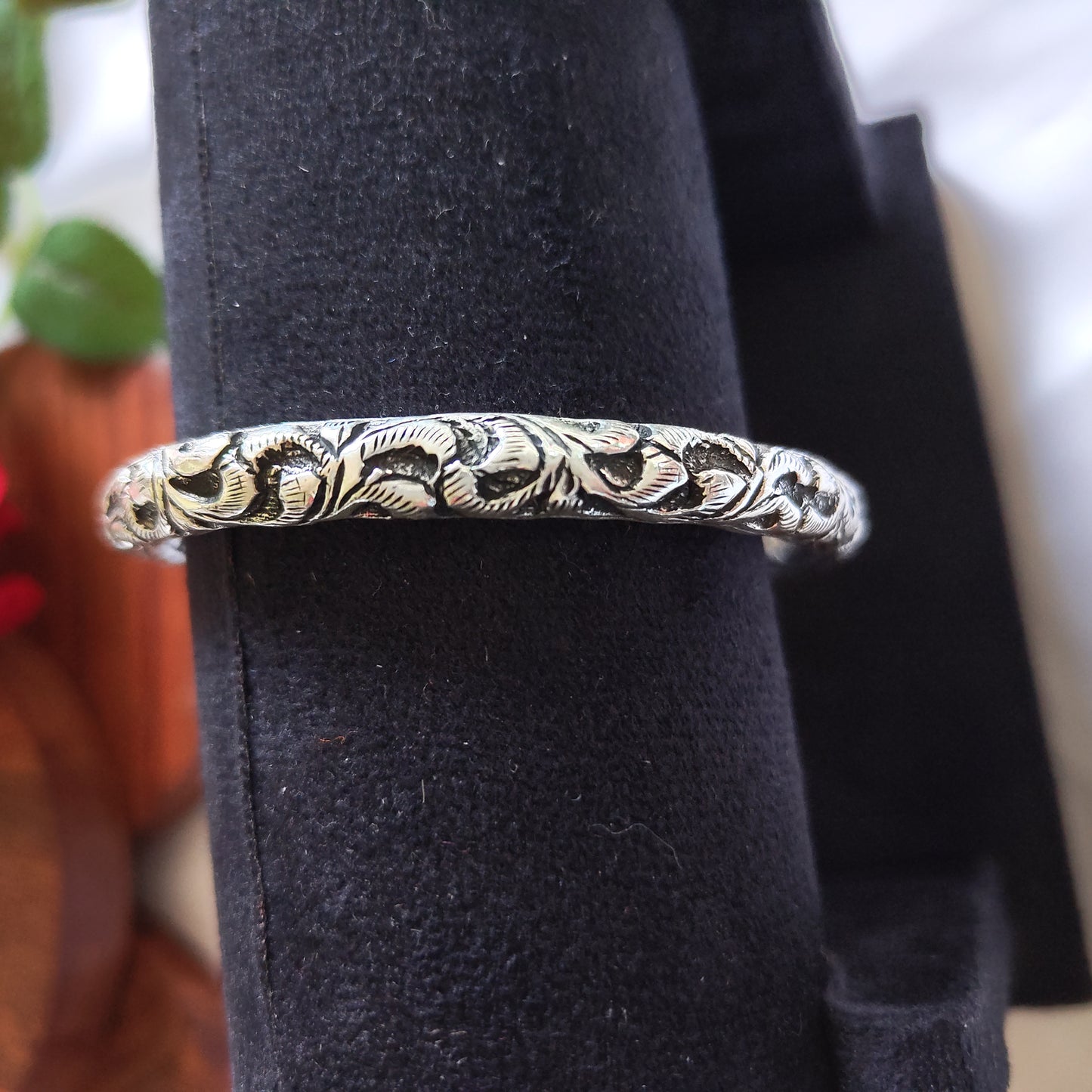 Silver Adjustable Open Classic Chitai Kada Bangle
