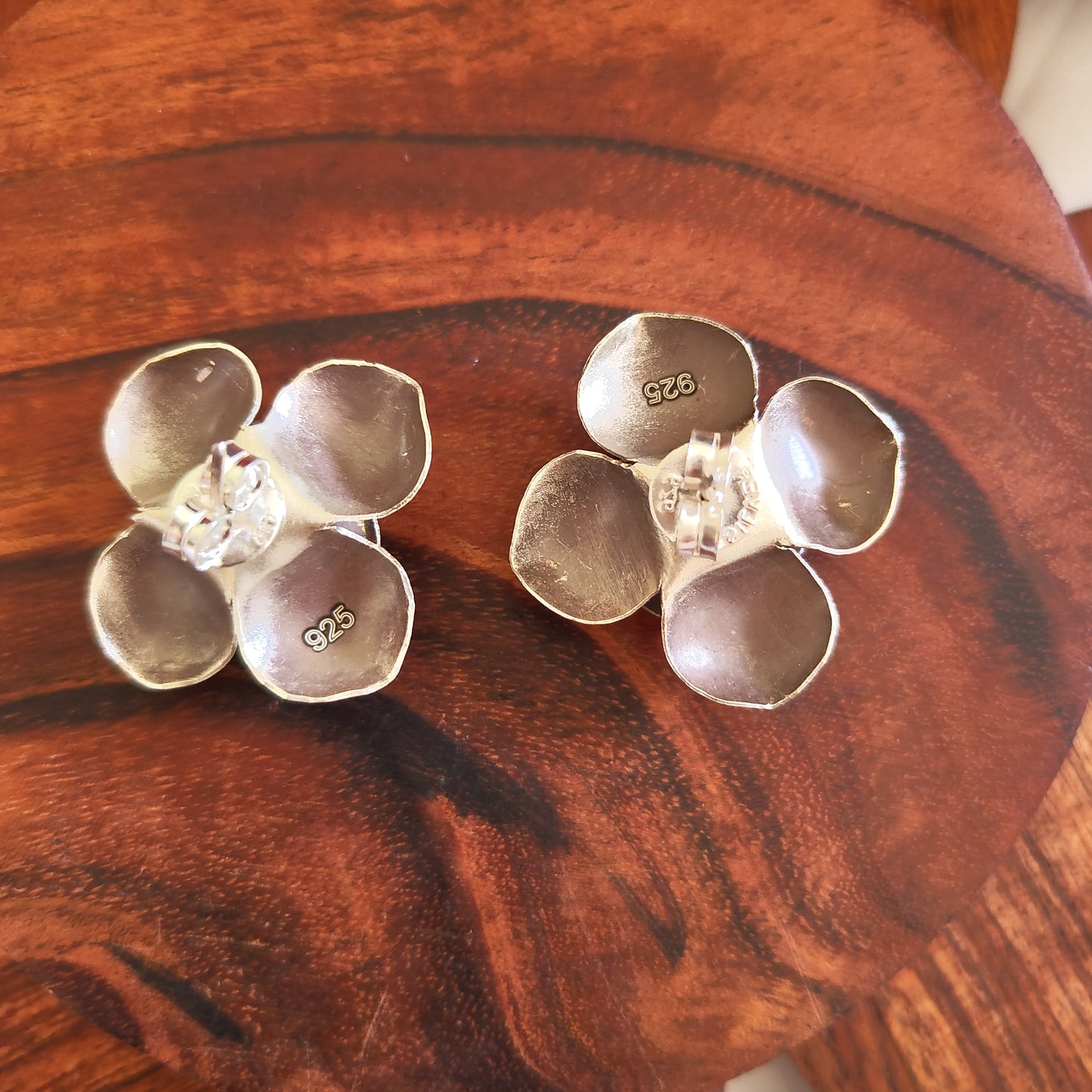Exclusive Statement Four Petal Floral Rose 3D Earring With Post Stud