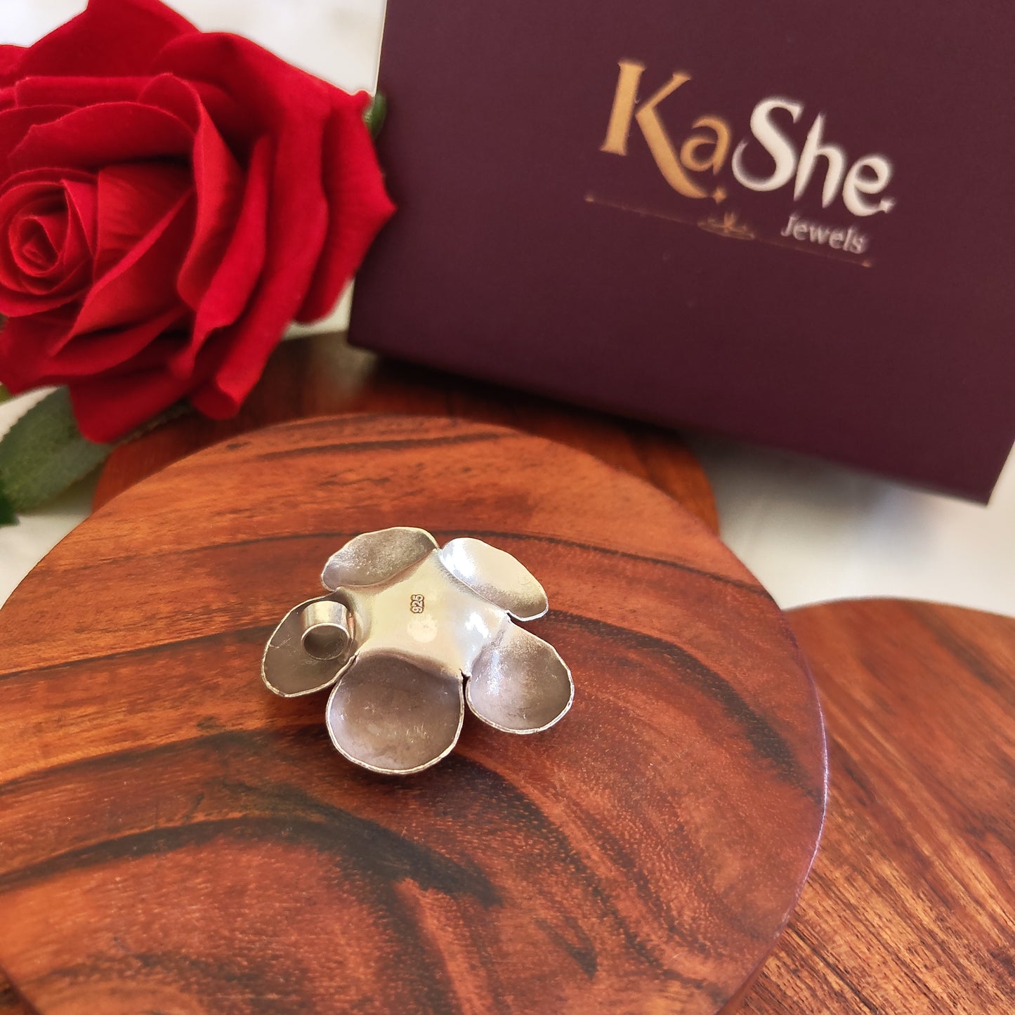 Statement 3D Glossy Rose Pendant Flower Big