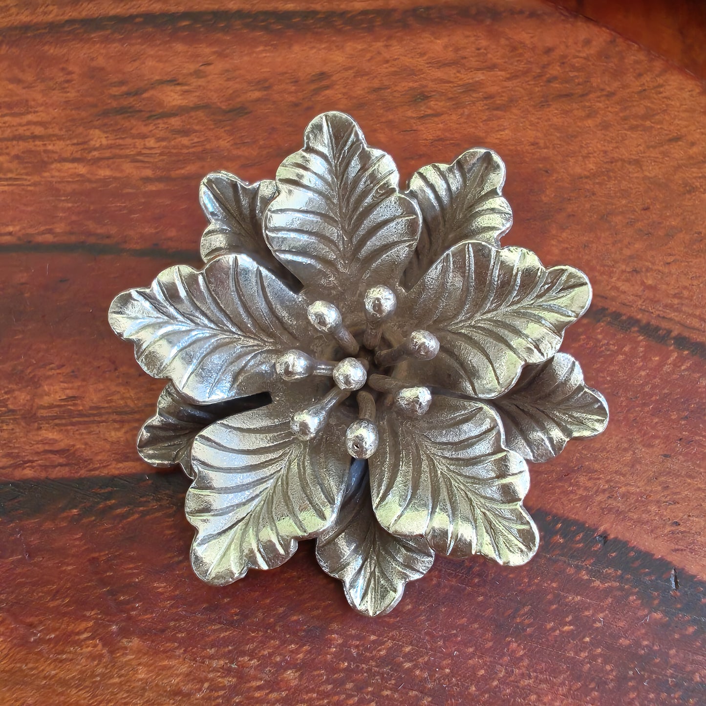 Statement 3DHibiscus Textured Flower Pendant