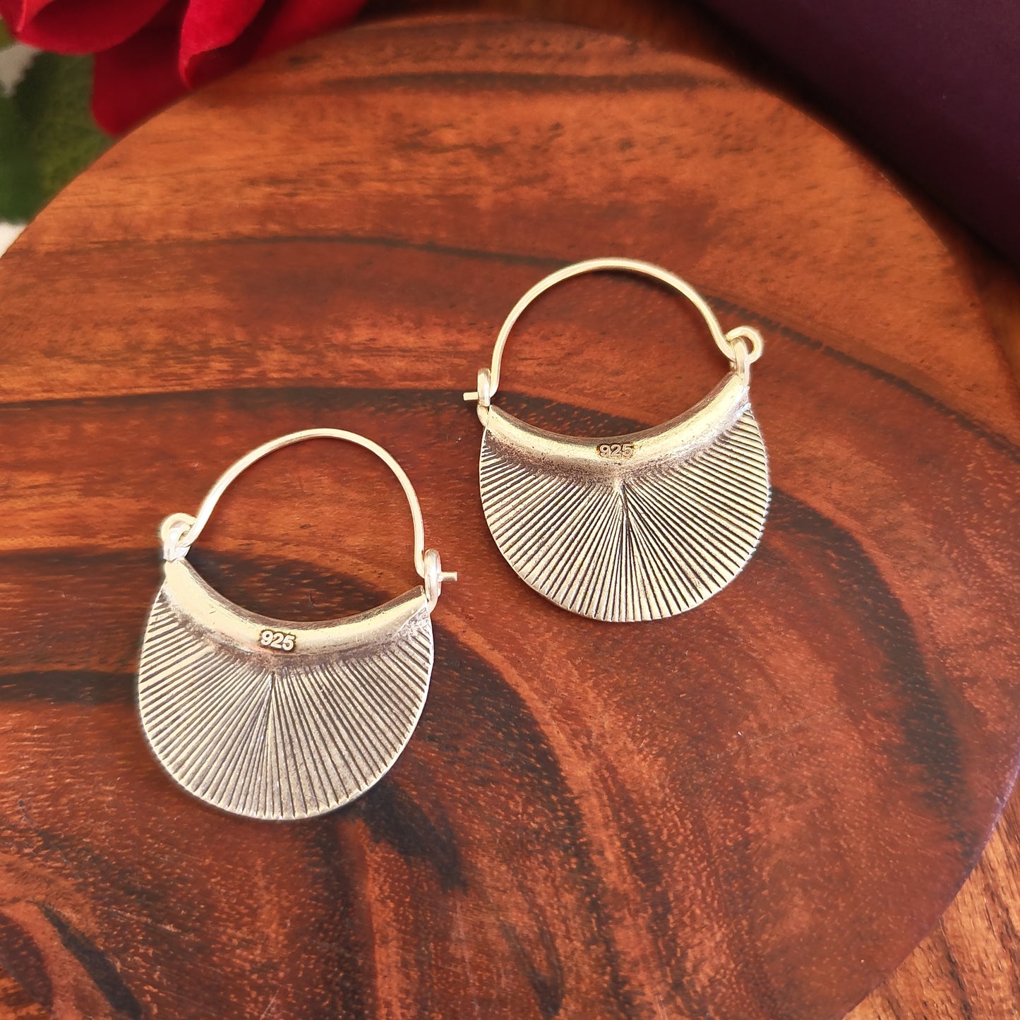 Half Circle Textured Earrings with Locking Hooks