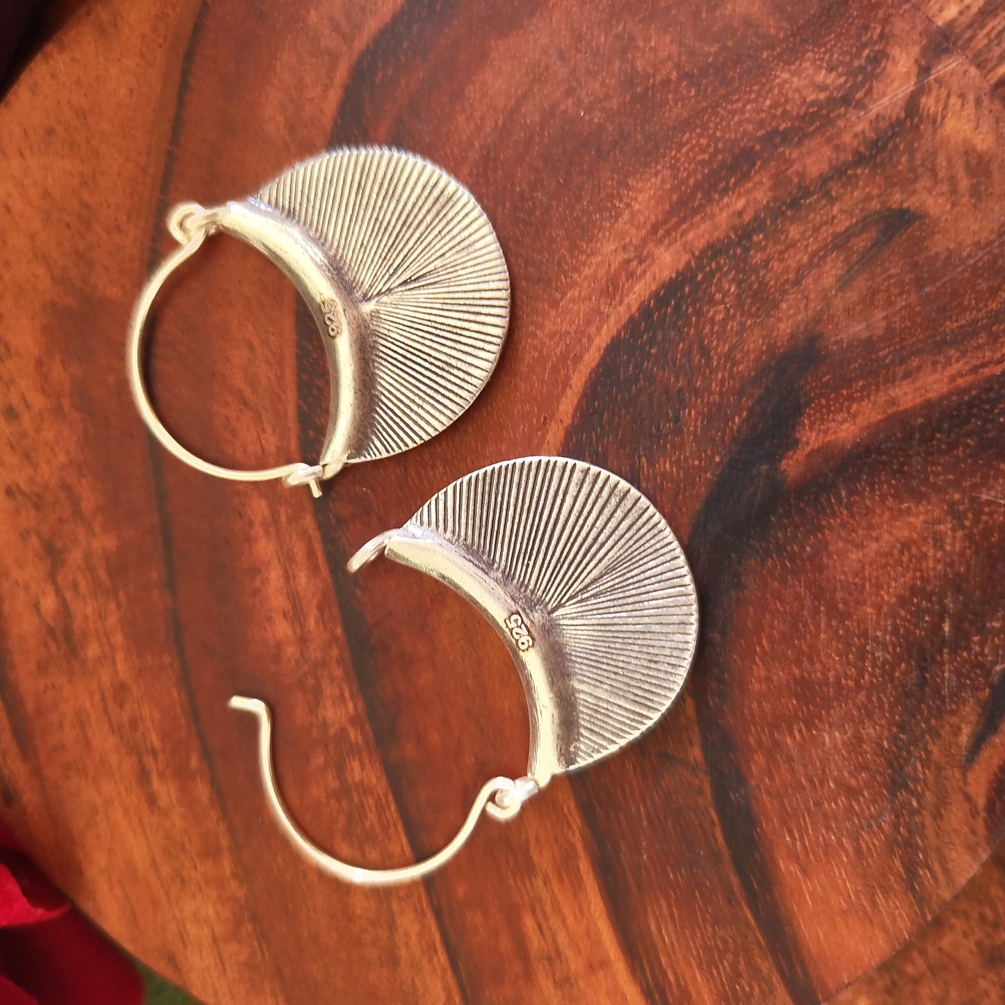 Half Circle Textured Earrings with Locking Hooks