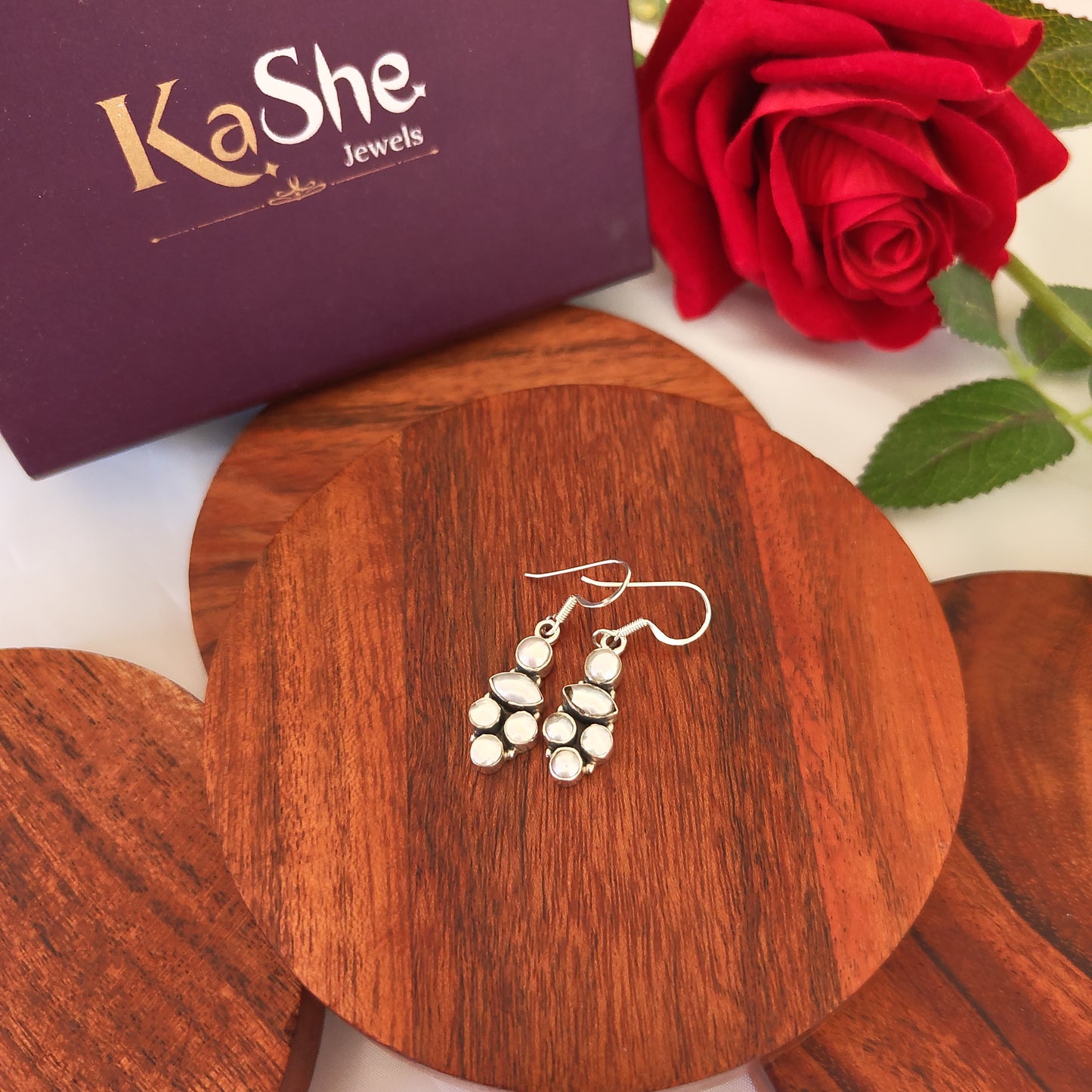 Cut Peal Earring with Hooks Small