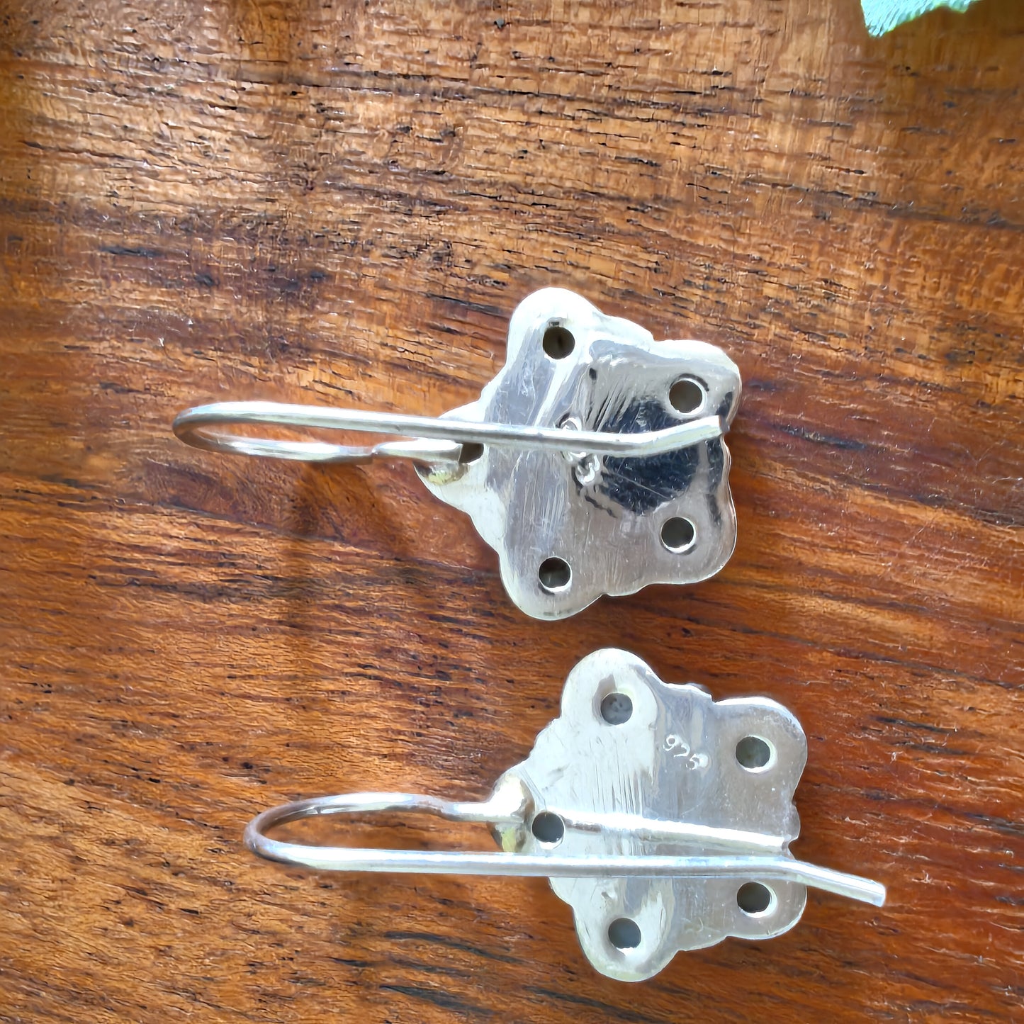 Cut Pearl Floral Five Petal Earring with Hooks Small