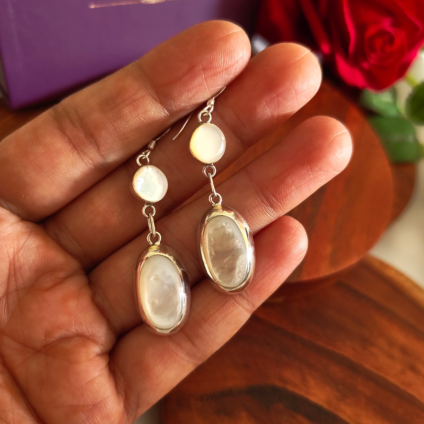 Mother Of Pearl Circle and Oval Dangler