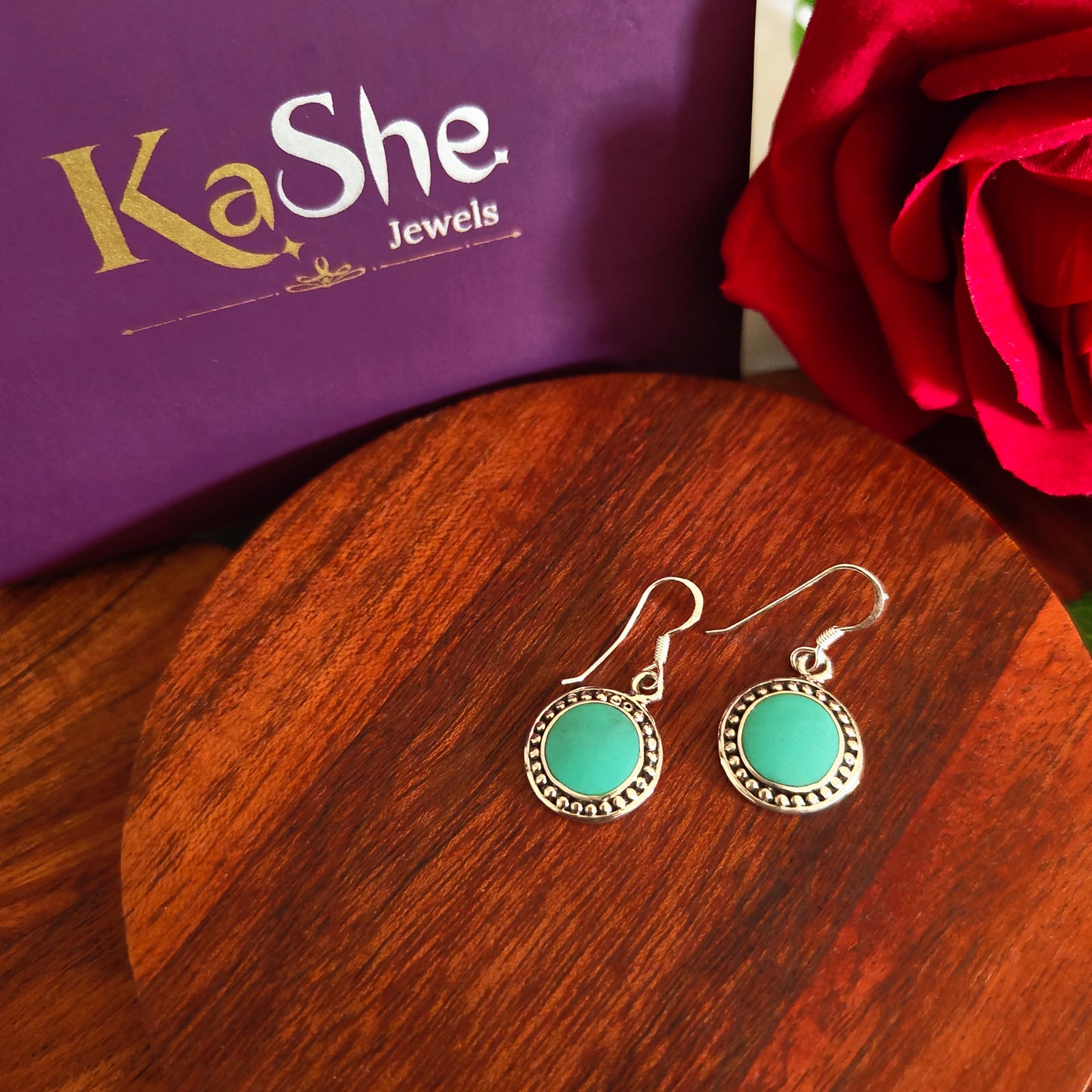 Classic Turquoise Circular Dangler With Rawa