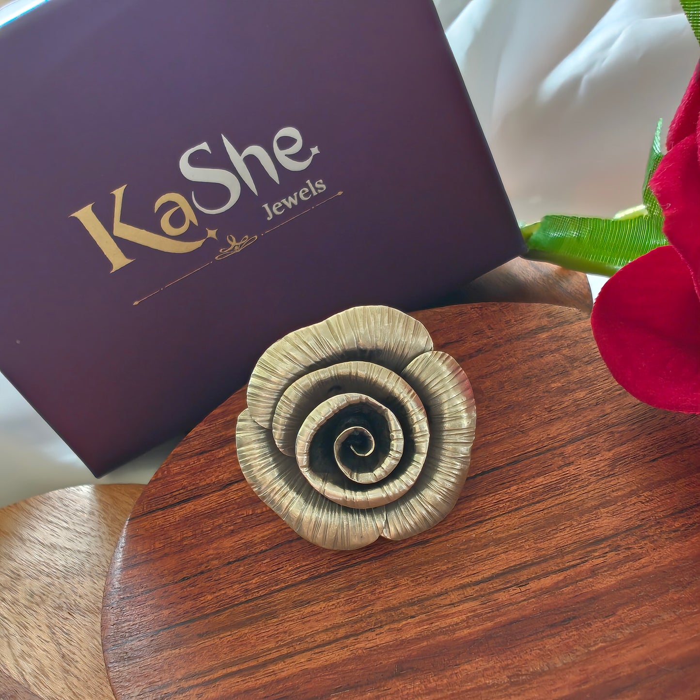 Statement 3D Designer Textured Rose Floral Cocktail Ring