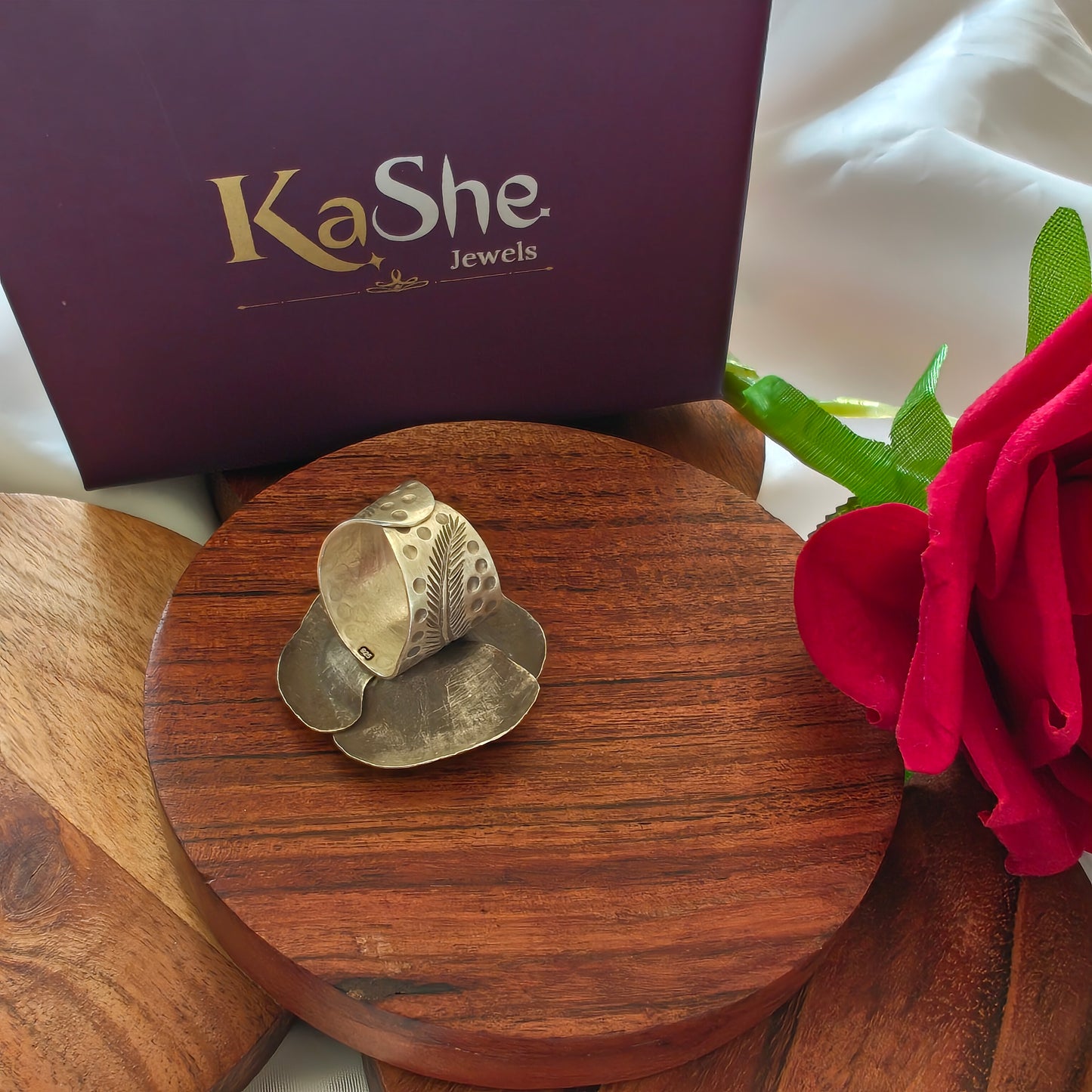 Statement 3D Designer Textured Rose Floral Cocktail Ring