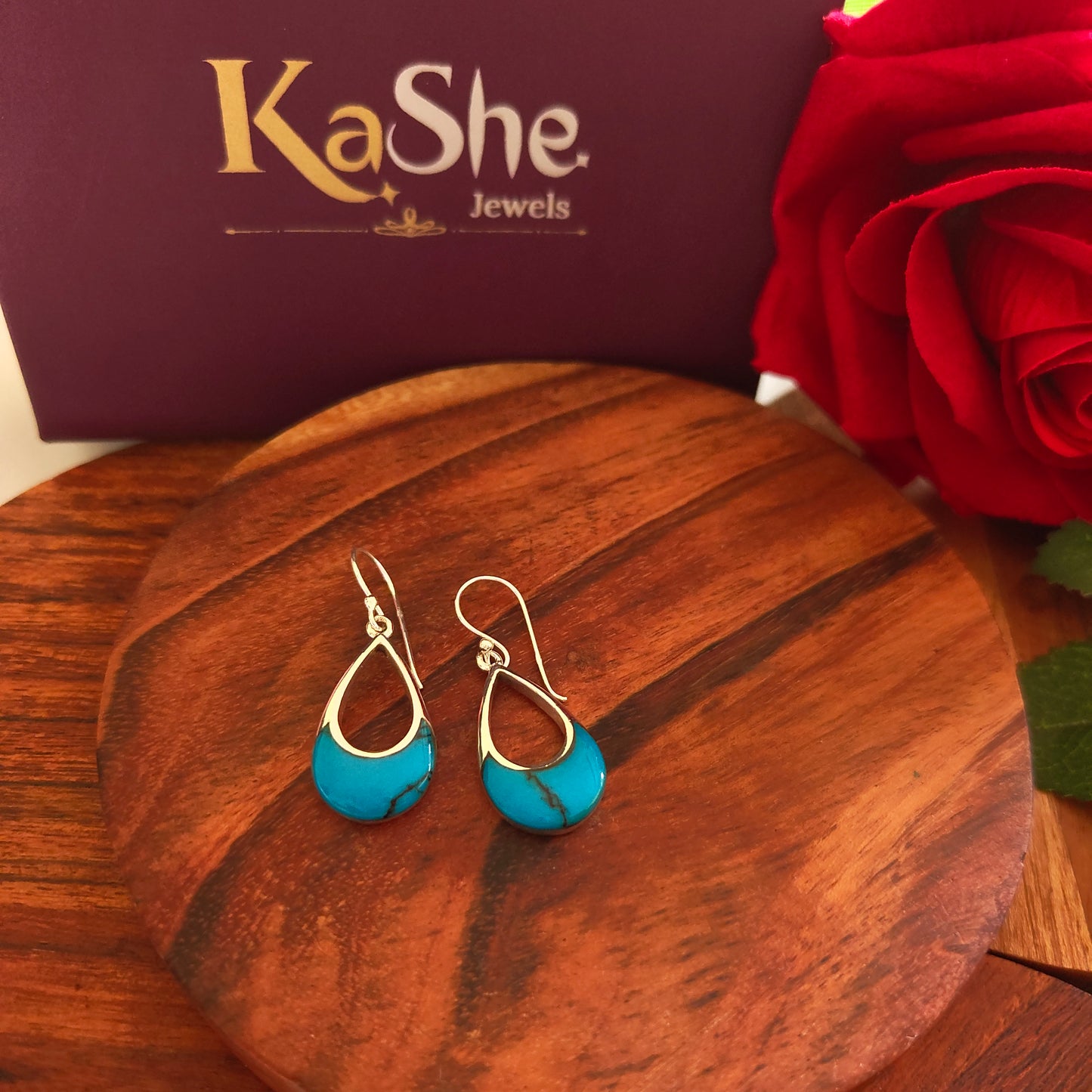 925 Silver Blue Turquoise Pear Shape Dangler