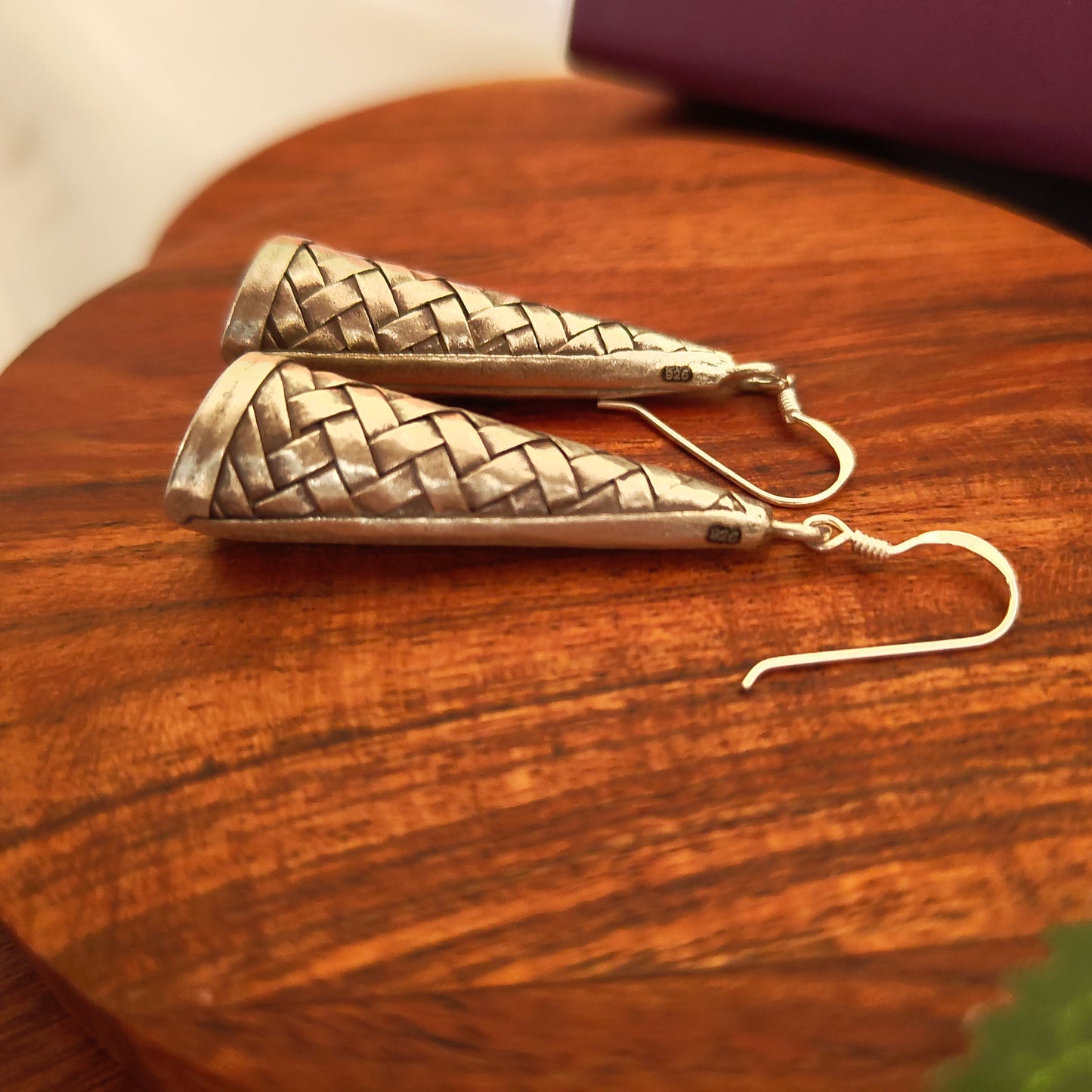 Boho Braided Cone 925 Silver Earring with Hooks