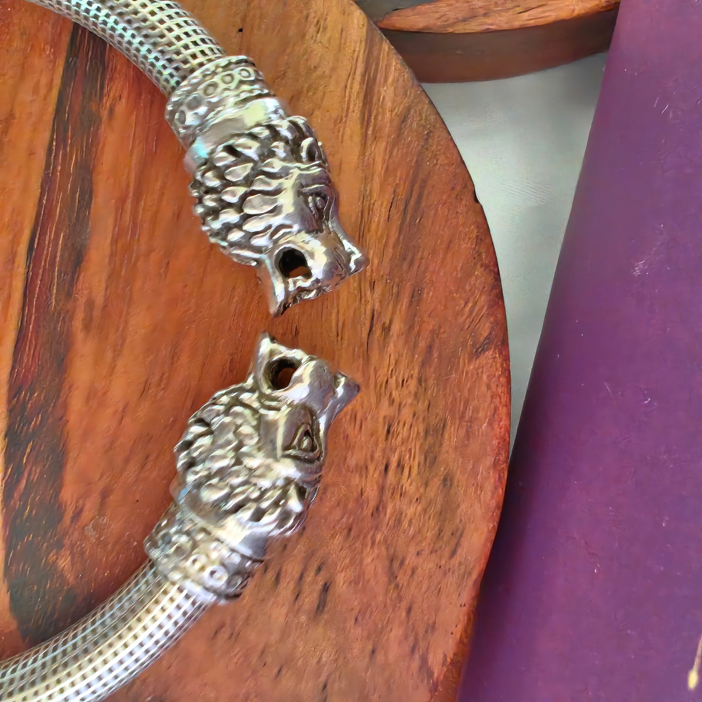Silver Intricate Textured Dragon Kada Bangle