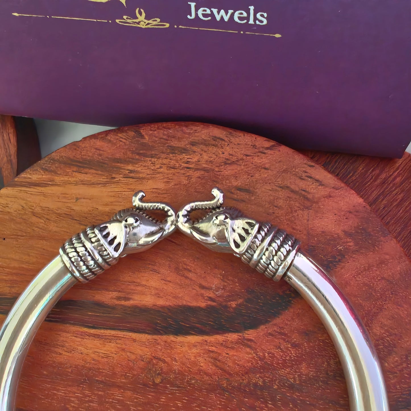 Silver Plain Everyday Wear Elephant Kada Bangle