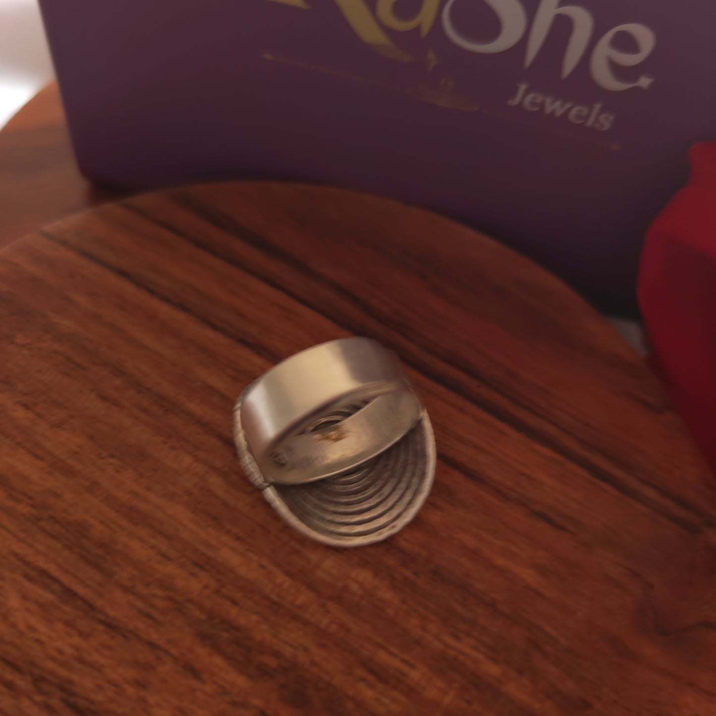 925 Silver Textured Statement Flat Ring