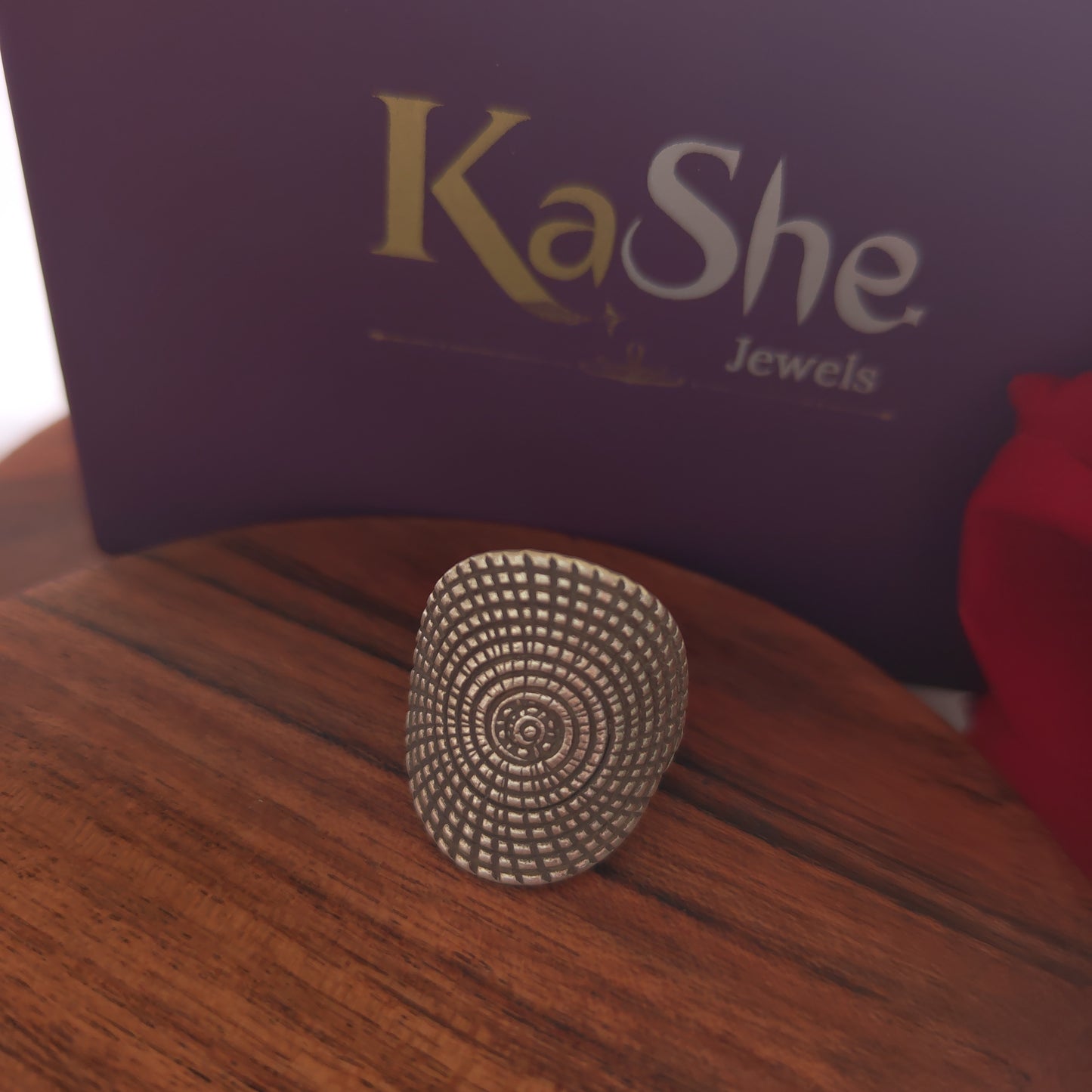 925 Silver Textured Statement Flat Ring