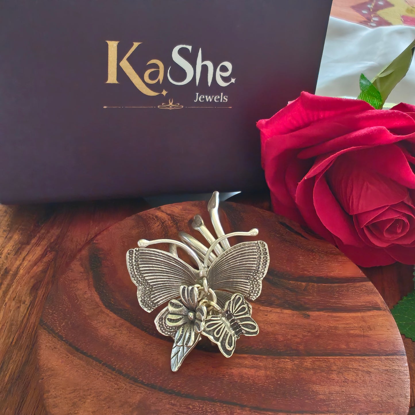 Statement Butterfly Ring With Charms