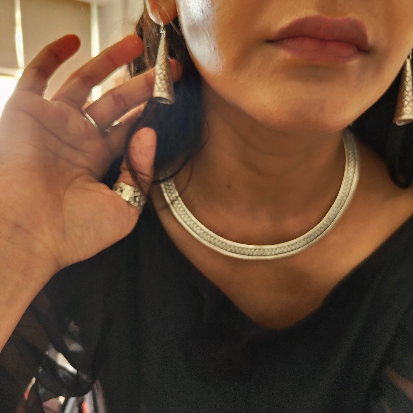 Boho Braided Cone 925 Silver Earring with Hooks