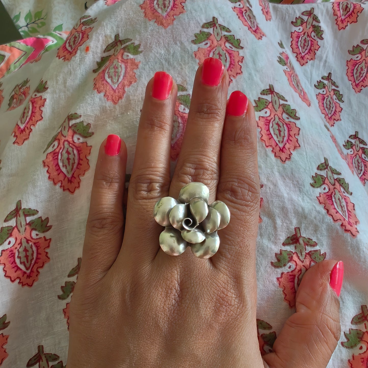 Statement 3D Rose Floral Glossy Ring