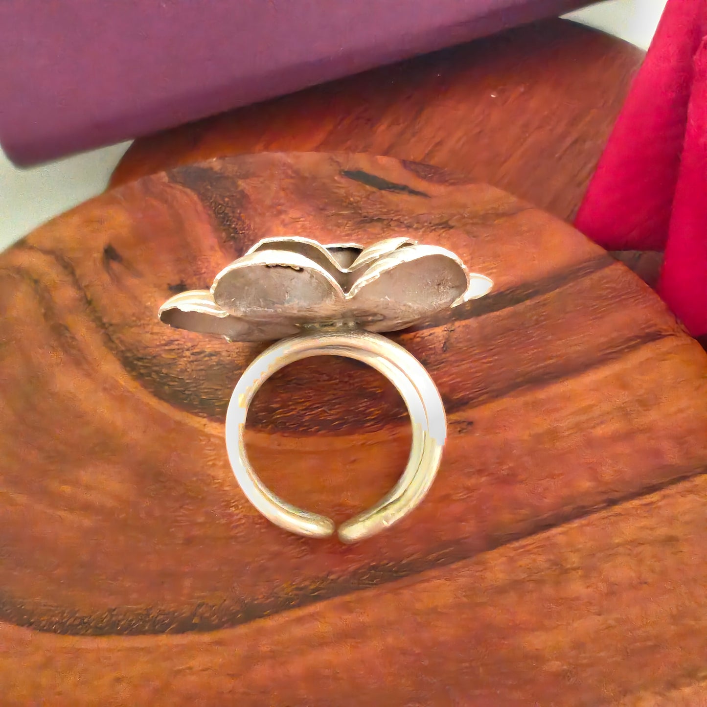 Statement 3D Textured Rose Floral Ring Big