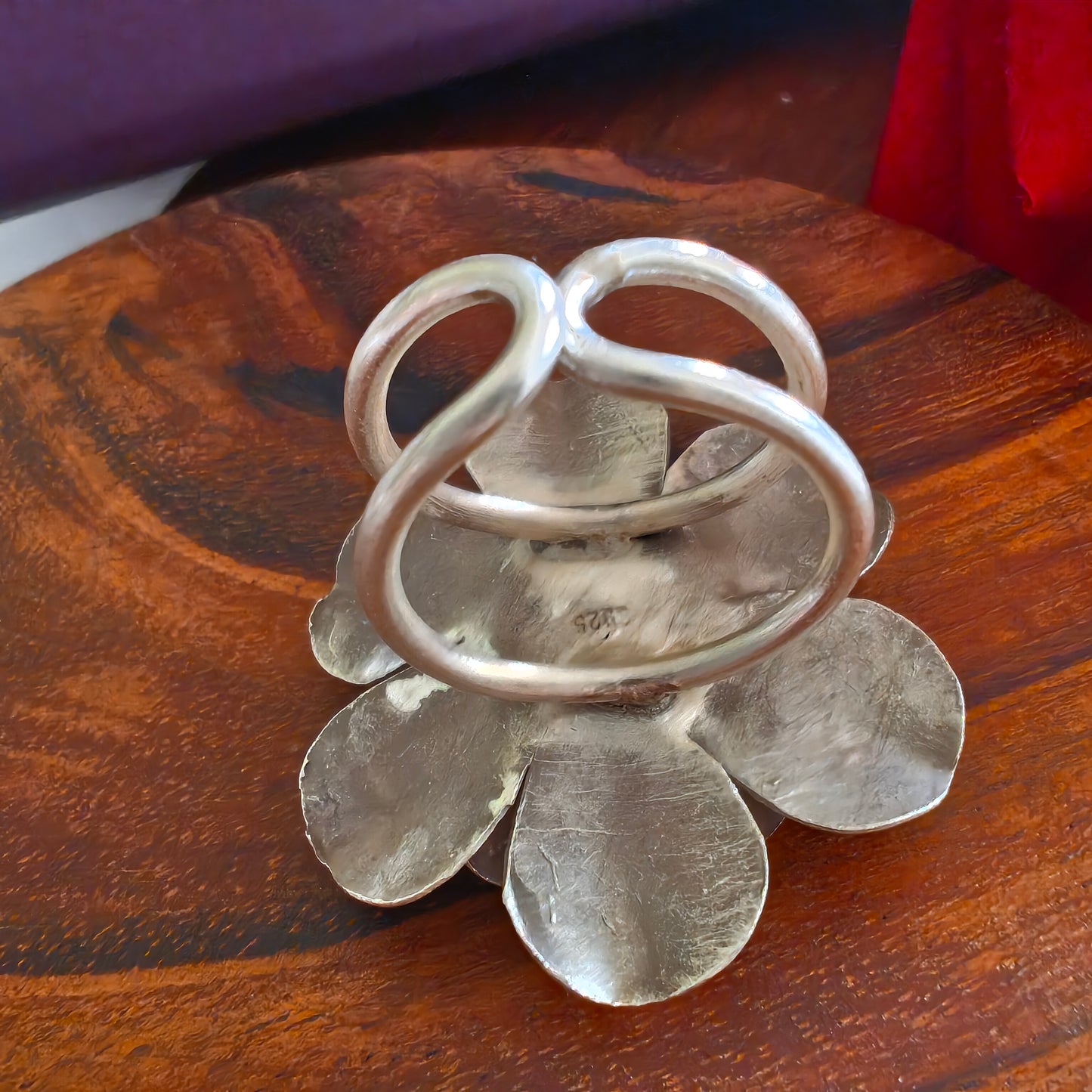 Statement 3D Gardenia Textured Cocktail Floral Ring Big