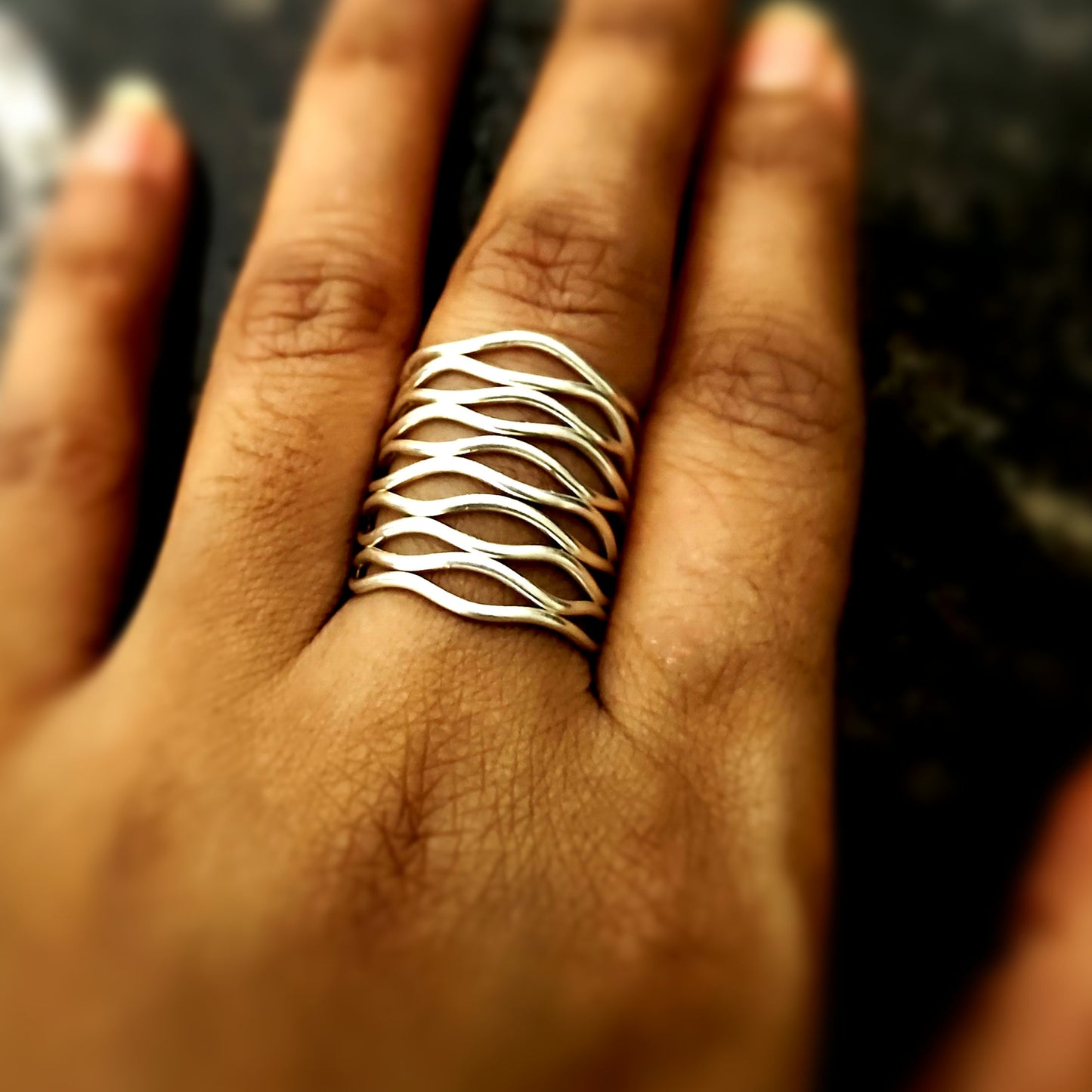 Boho Wire Waves Sterling Silver Ring Medium