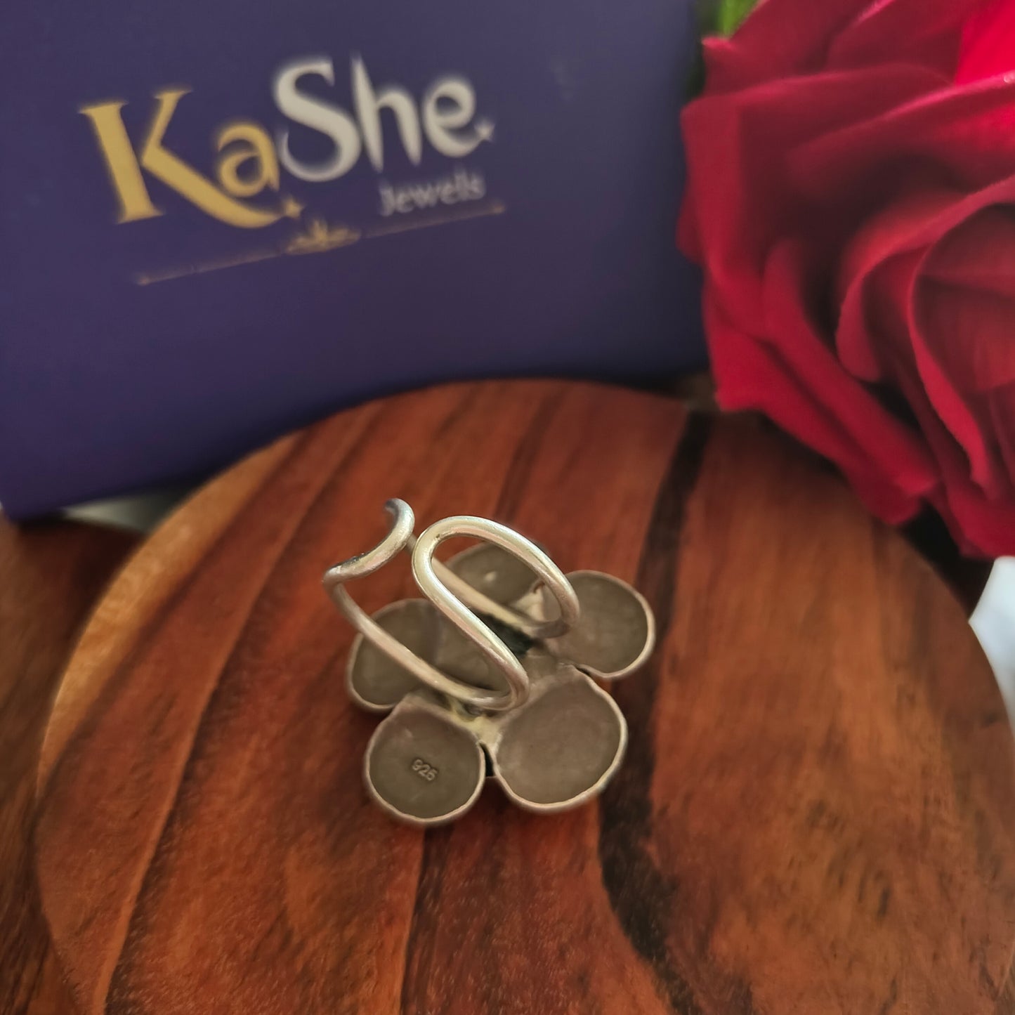 Statement 3D Stamped Rose Floral Ring Big