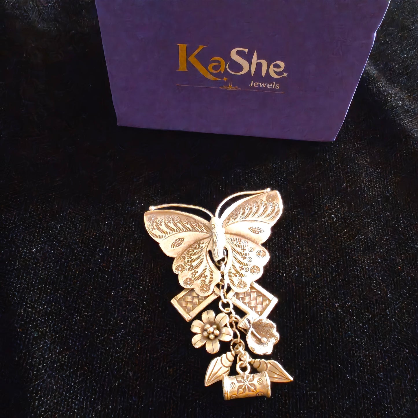 Vintage Modern Silver Butterfly Charms Pendant With Flower etc Danglers