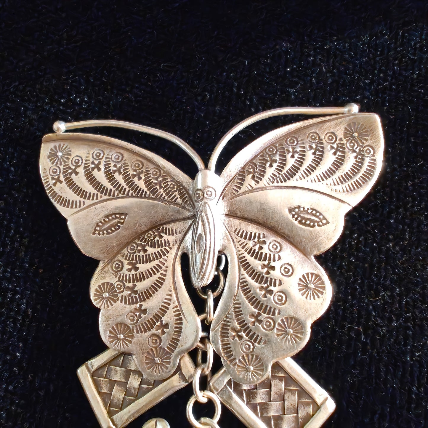 Vintage Modern Silver Butterfly Charms Pendant With Flower etc Danglers