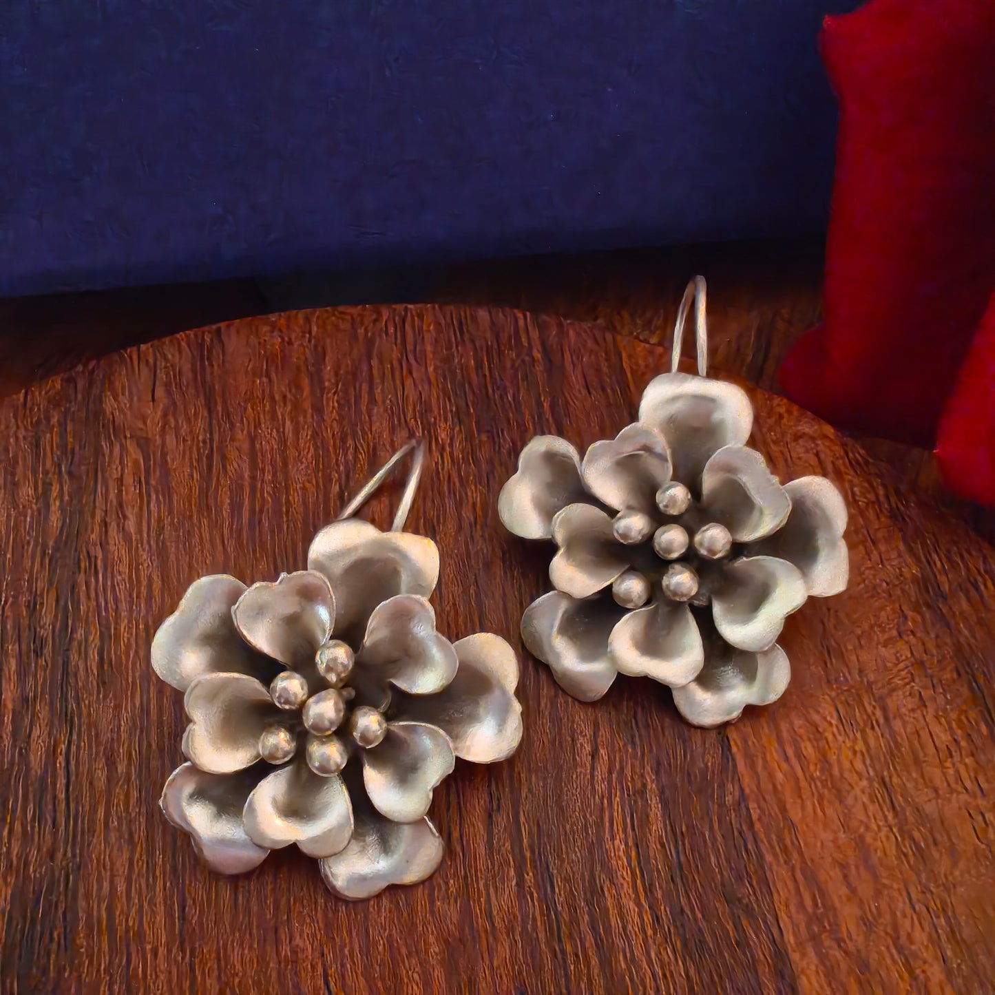Statement 3D Floral Multi-Petal Hibiscus Earring with Hooks