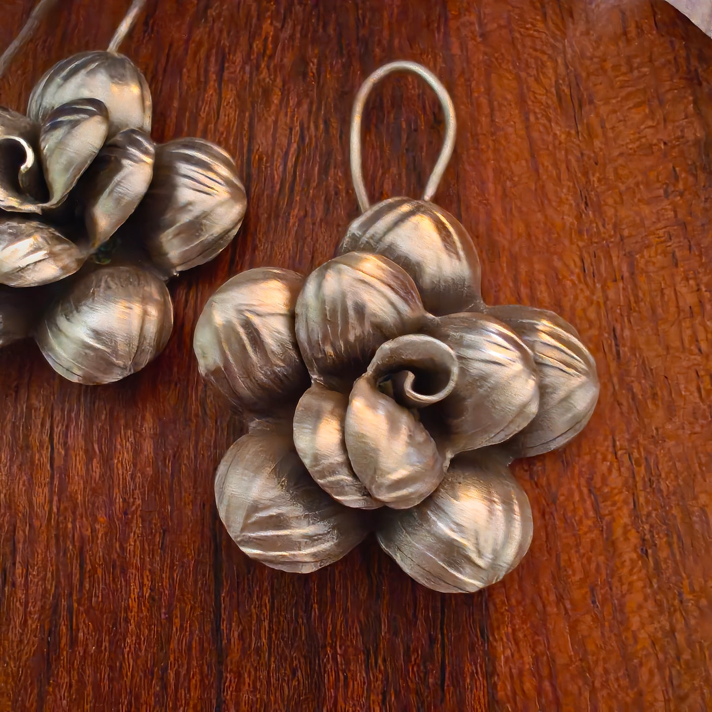 Statement Floral 3D Rose Textured Earring With Hooks