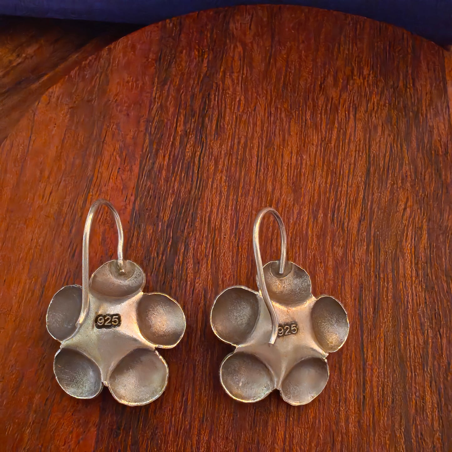 3D Floral Rose Textured Earring with Hooks Small