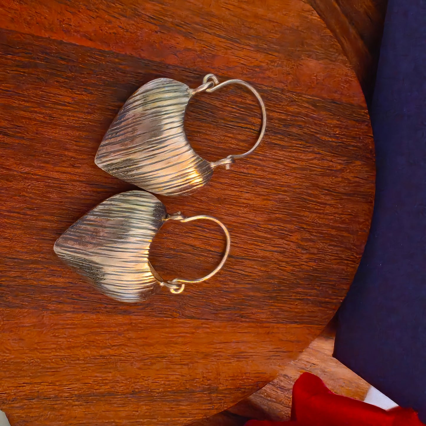 Heart Shaped Textured Earrings with Locking Hoops