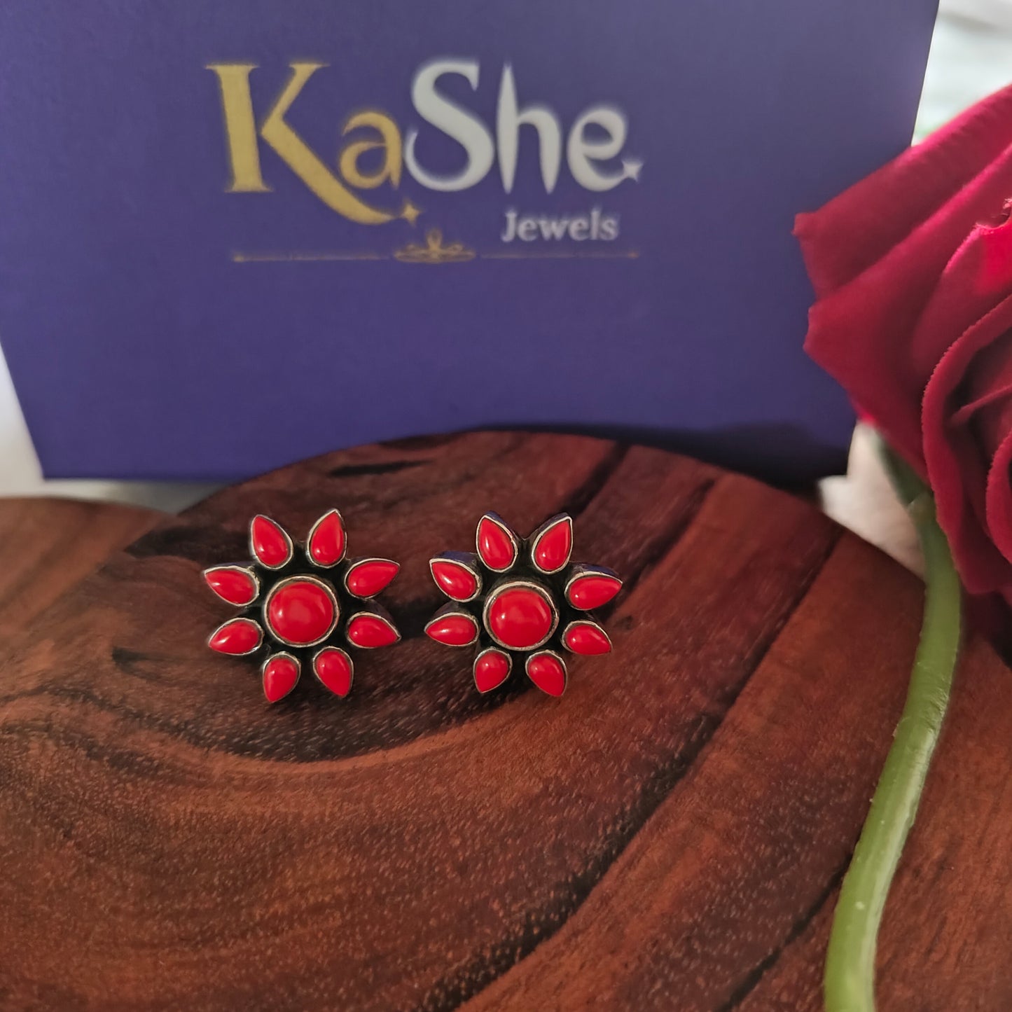 Elegant Flower Coral Stud With Screw And Post
