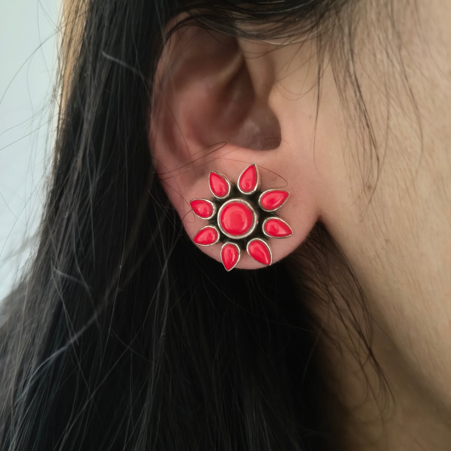 Elegant Flower Coral Stud With Screw And Post