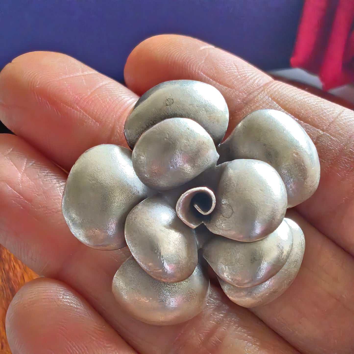 Statement 3D Rose Floral Glossy Ring Solid Band Big