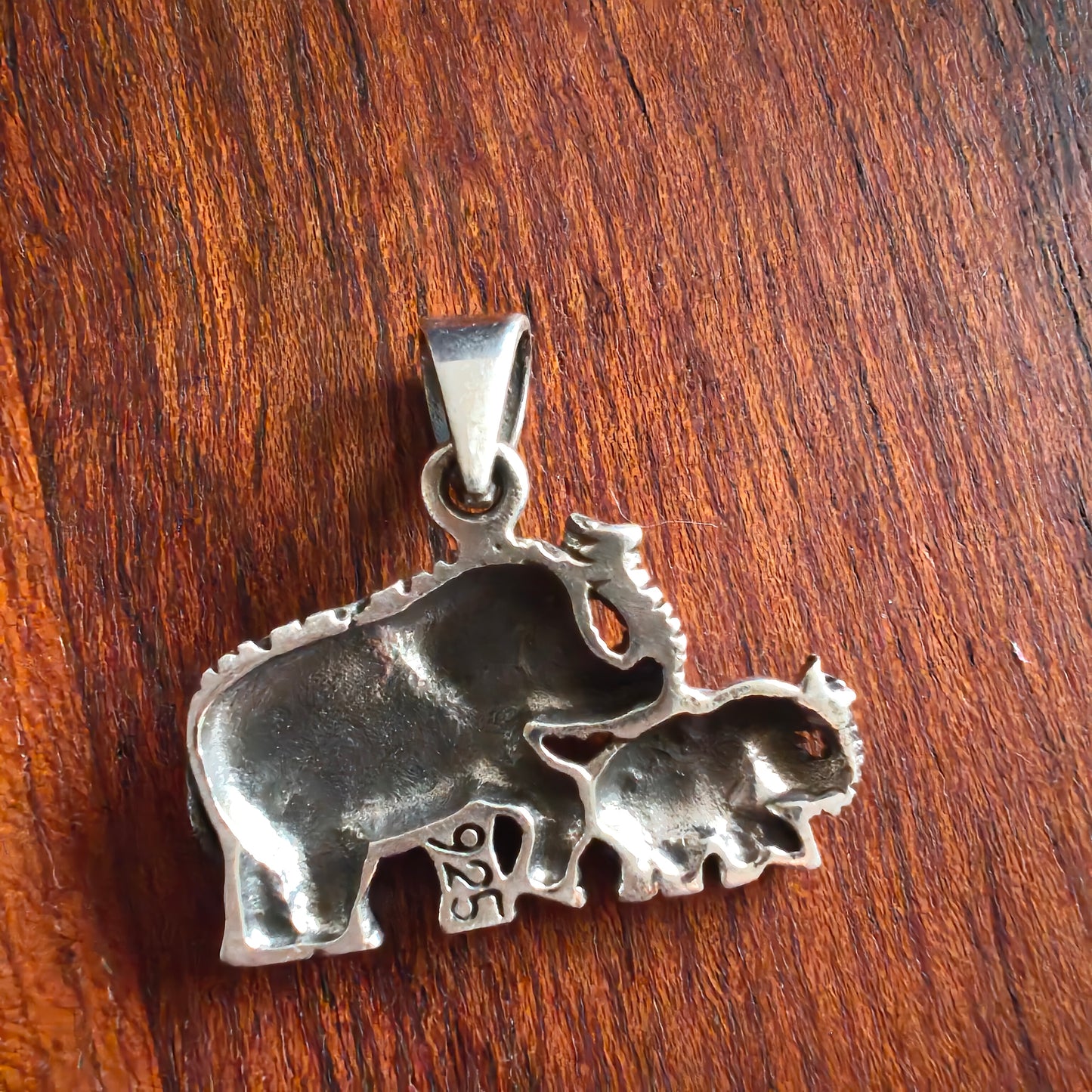 Pure 925 Silver Handmade Elephant And Calf Baby Men Pendant Locket
