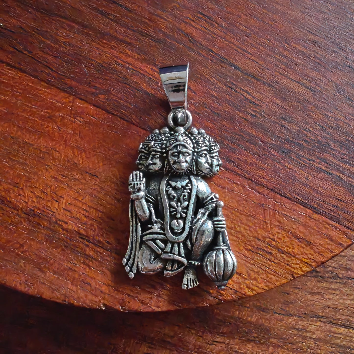Pure 925 Silver Panchmukhi Lord Hanumanji With Gada ( Bajrangbali) Pendant Locket