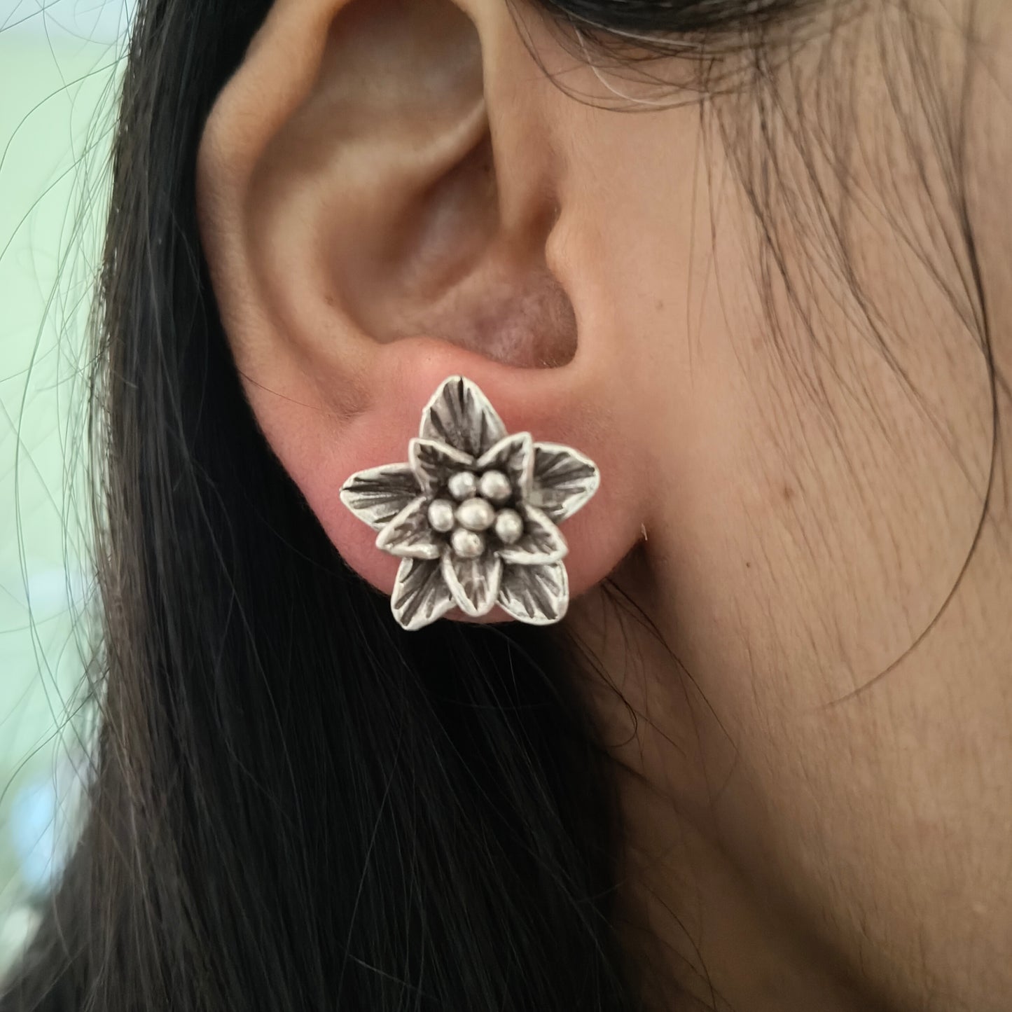 Hibiscus Floral 3D Earring With Post Stud Small