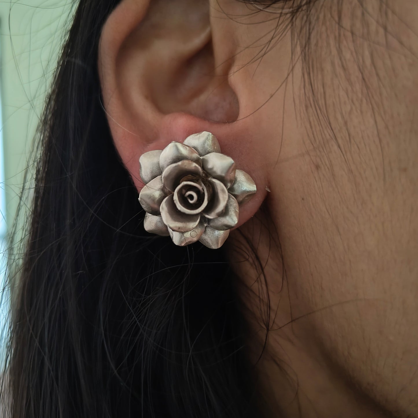 Floral 3D Leaves Earring With Post Stud