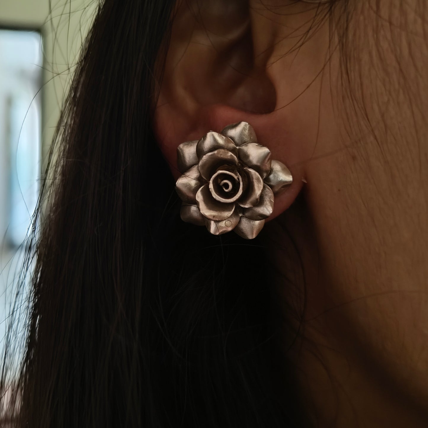 Floral 3D Leaves Earring With Post Stud