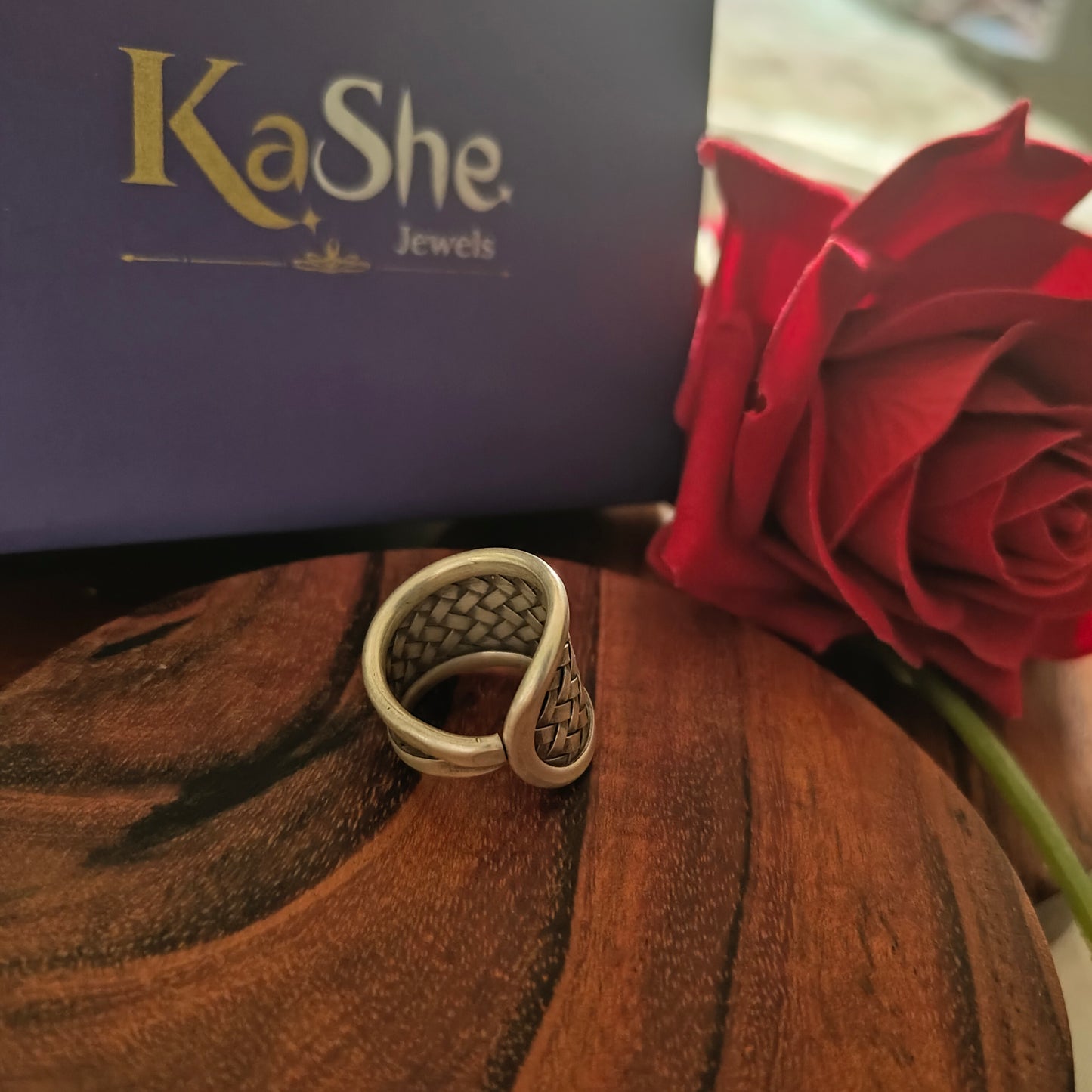 Boho Braided Sterling Silver Ring Tapered