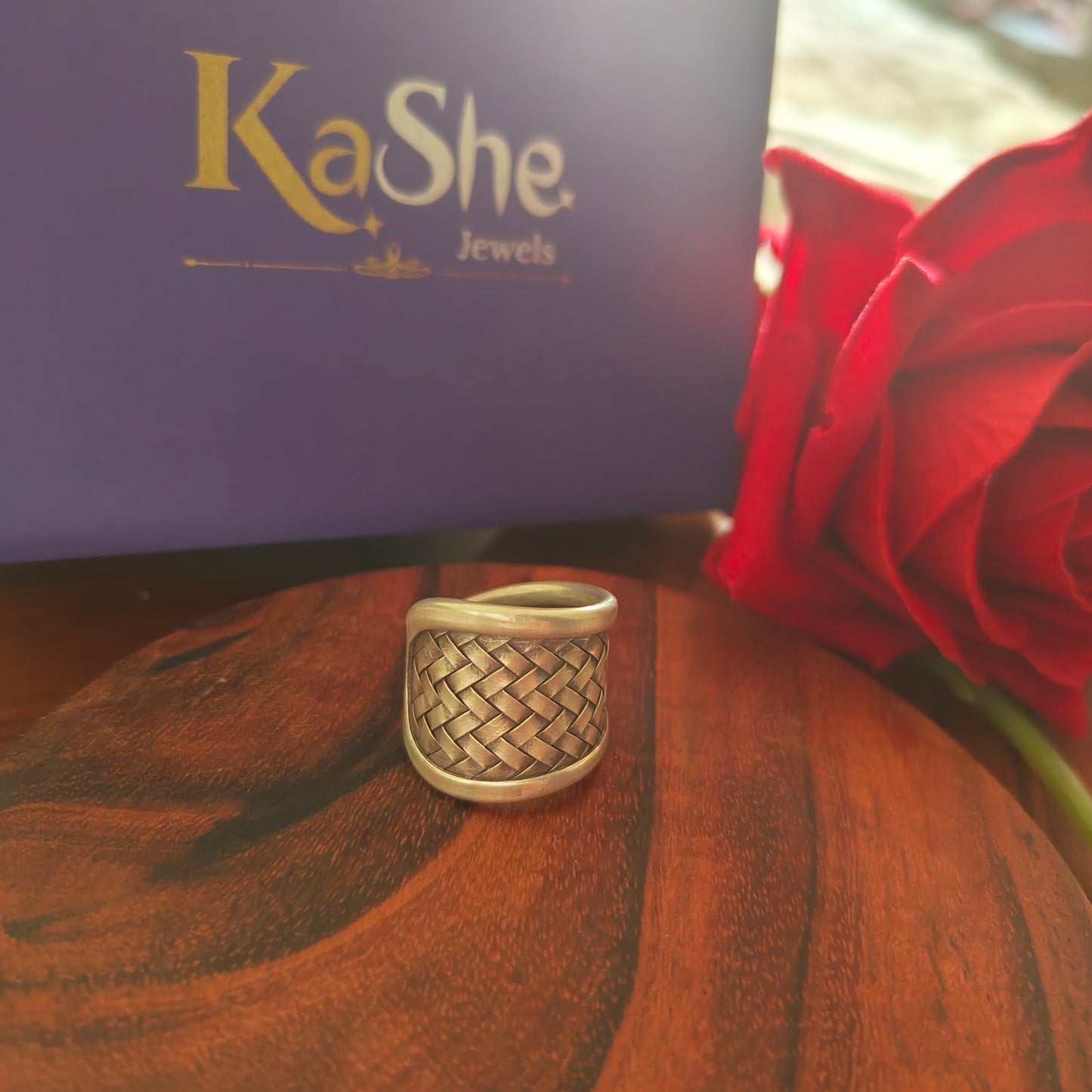 Boho Braided Sterling Silver Ring Tapered