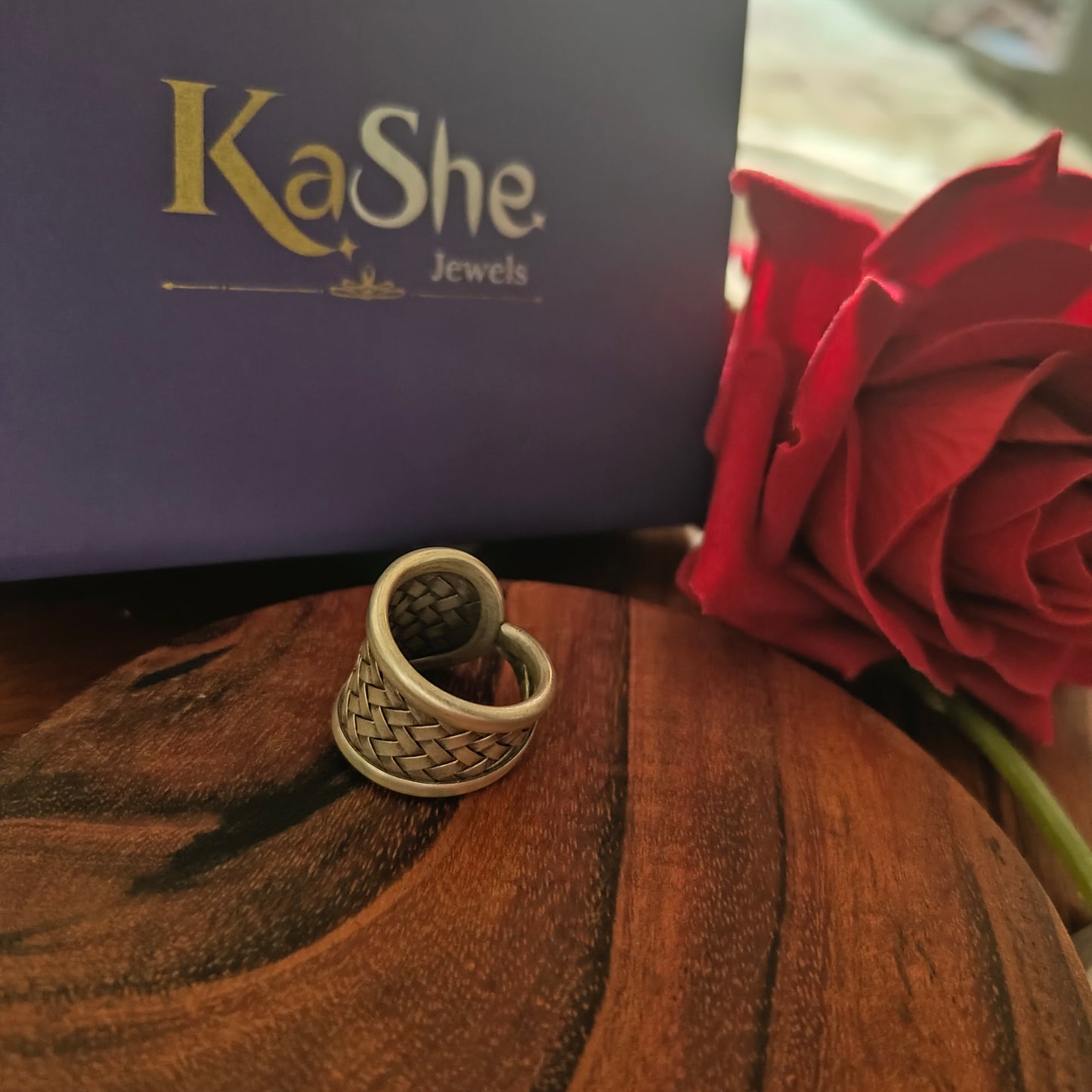 Boho Braided Sterling Silver Ring Tapered