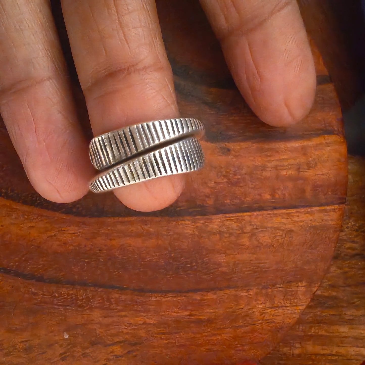 925 Silver Single Spiral Textured Ring (iii)