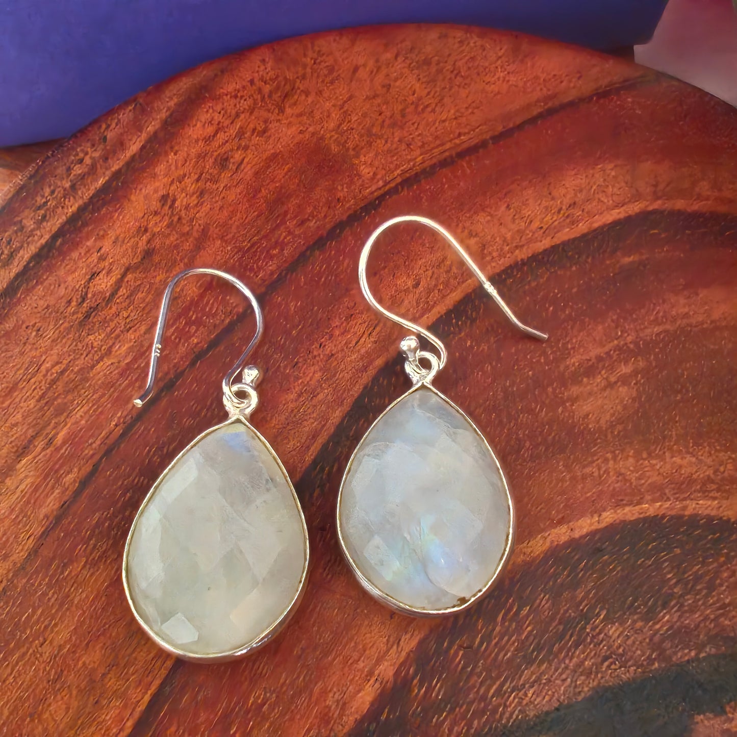 Elegant Pear White Stone Faceted Hook Earring